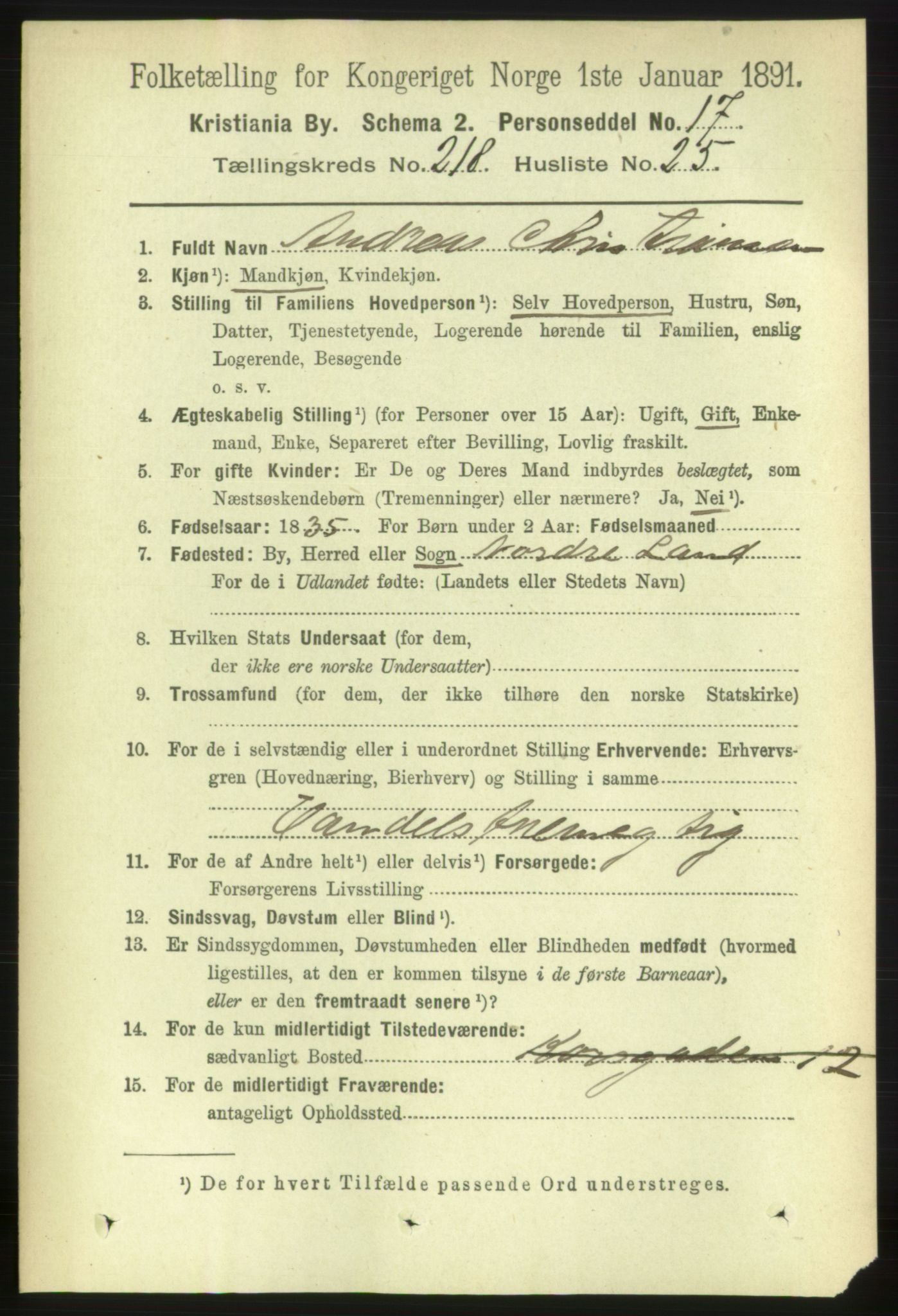RA, 1891 census for 0301 Kristiania, 1891, p. 129634