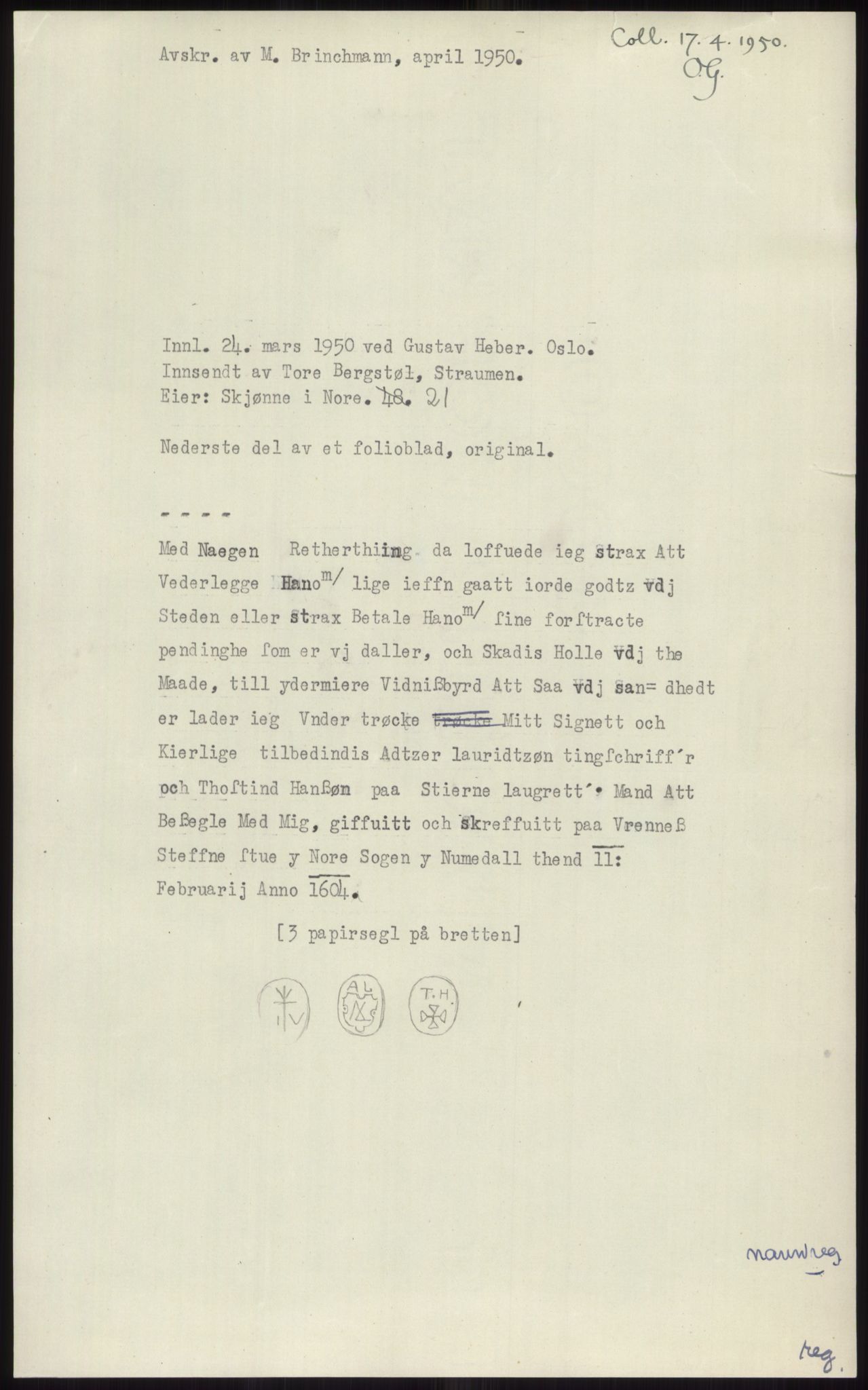 Samlinger til kildeutgivelse, Diplomavskriftsamlingen, AV/RA-EA-4053/H/Ha, p. 715