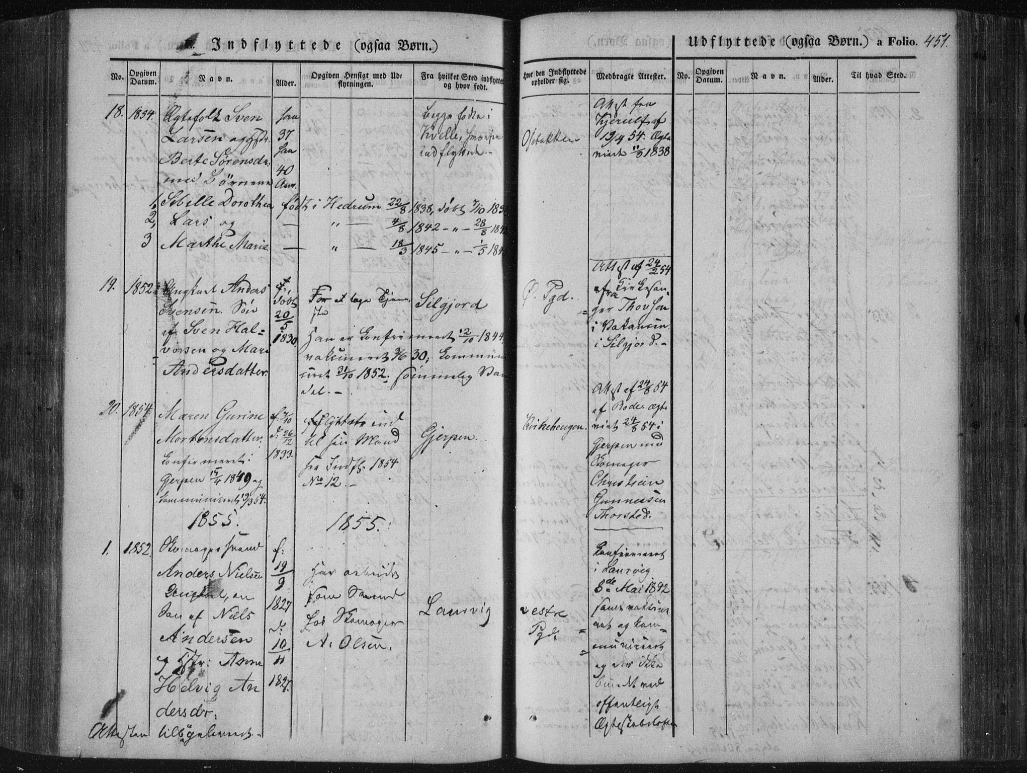 Porsgrunn kirkebøker , SAKO/A-104/F/Fa/L0006: Parish register (official) no. 6, 1841-1857, p. 451