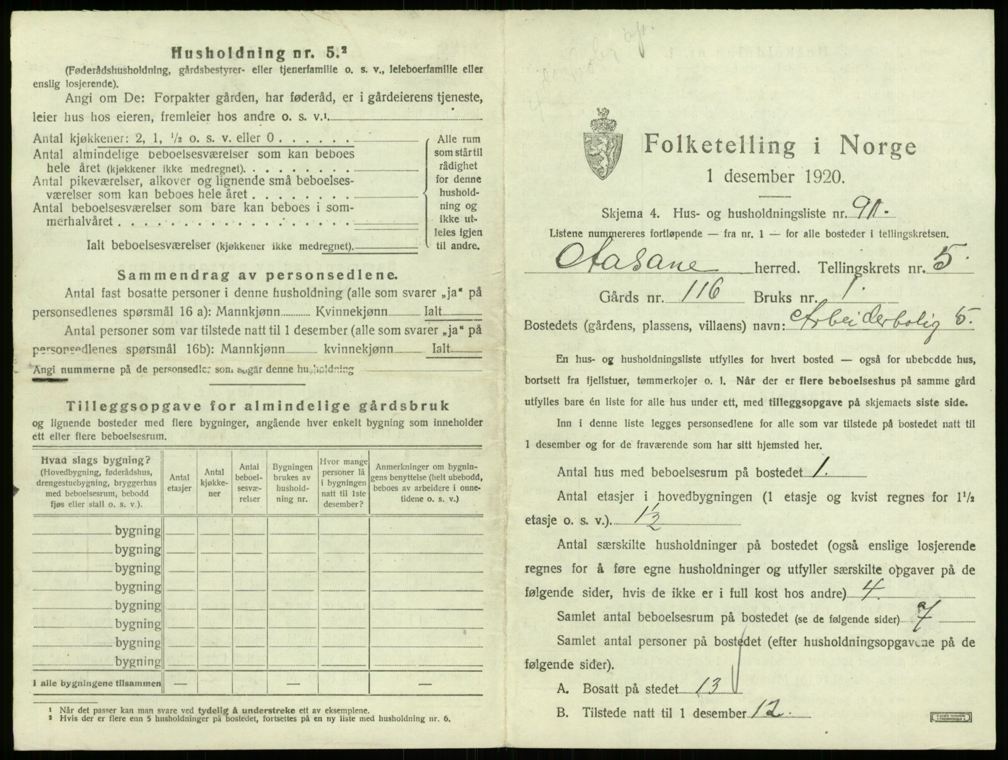 SAB, 1920 census for Åsane, 1920, p. 503