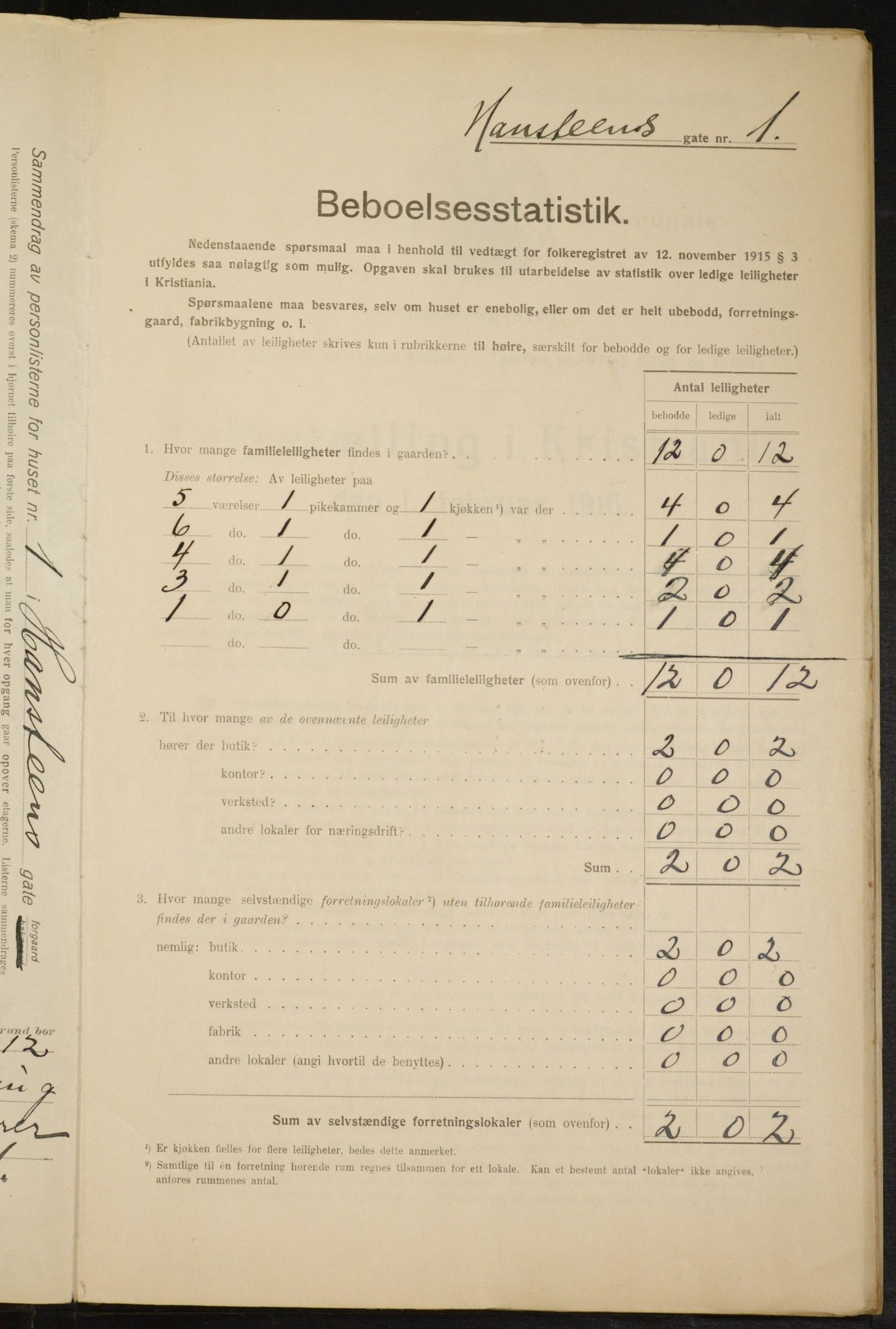 OBA, Municipal Census 1916 for Kristiania, 1916, p. 35330