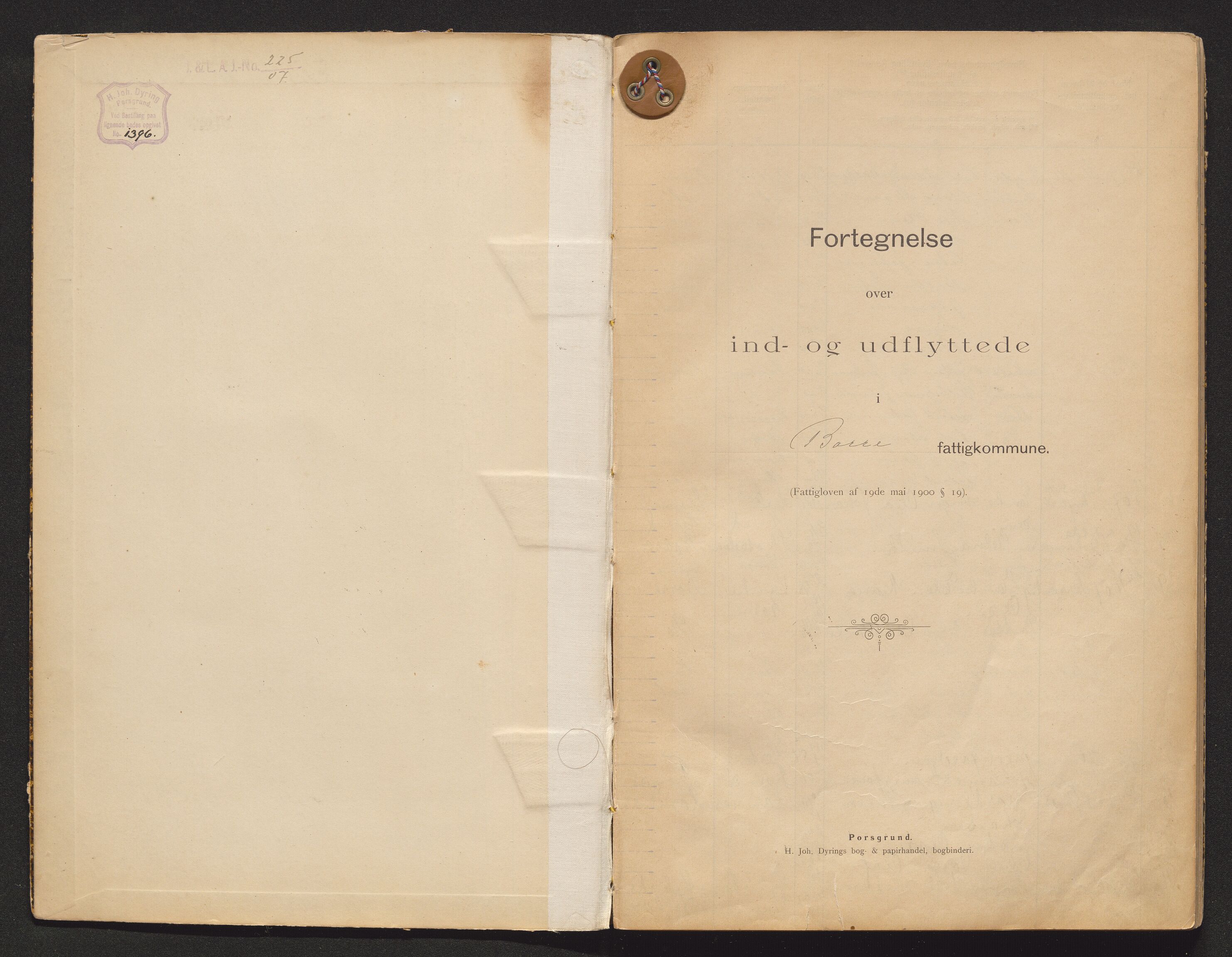 Borre lensmannskontor, AV/SAKO-A-533/O/Oa/L0002: Protokoll over inn- og utflyttede, 1907-1912