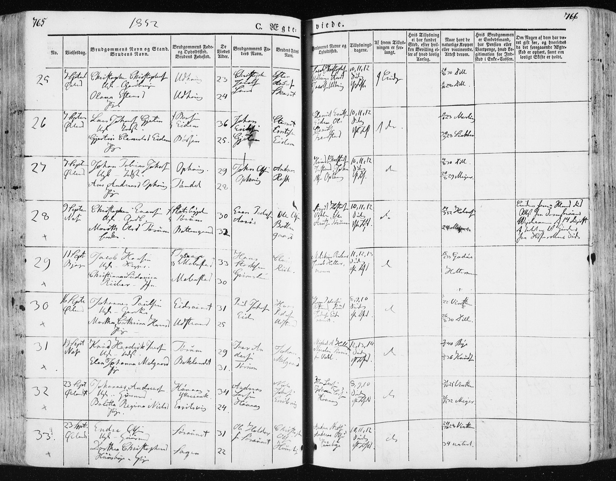 Ministerialprotokoller, klokkerbøker og fødselsregistre - Sør-Trøndelag, SAT/A-1456/659/L0736: Parish register (official) no. 659A06, 1842-1856, p. 765-766