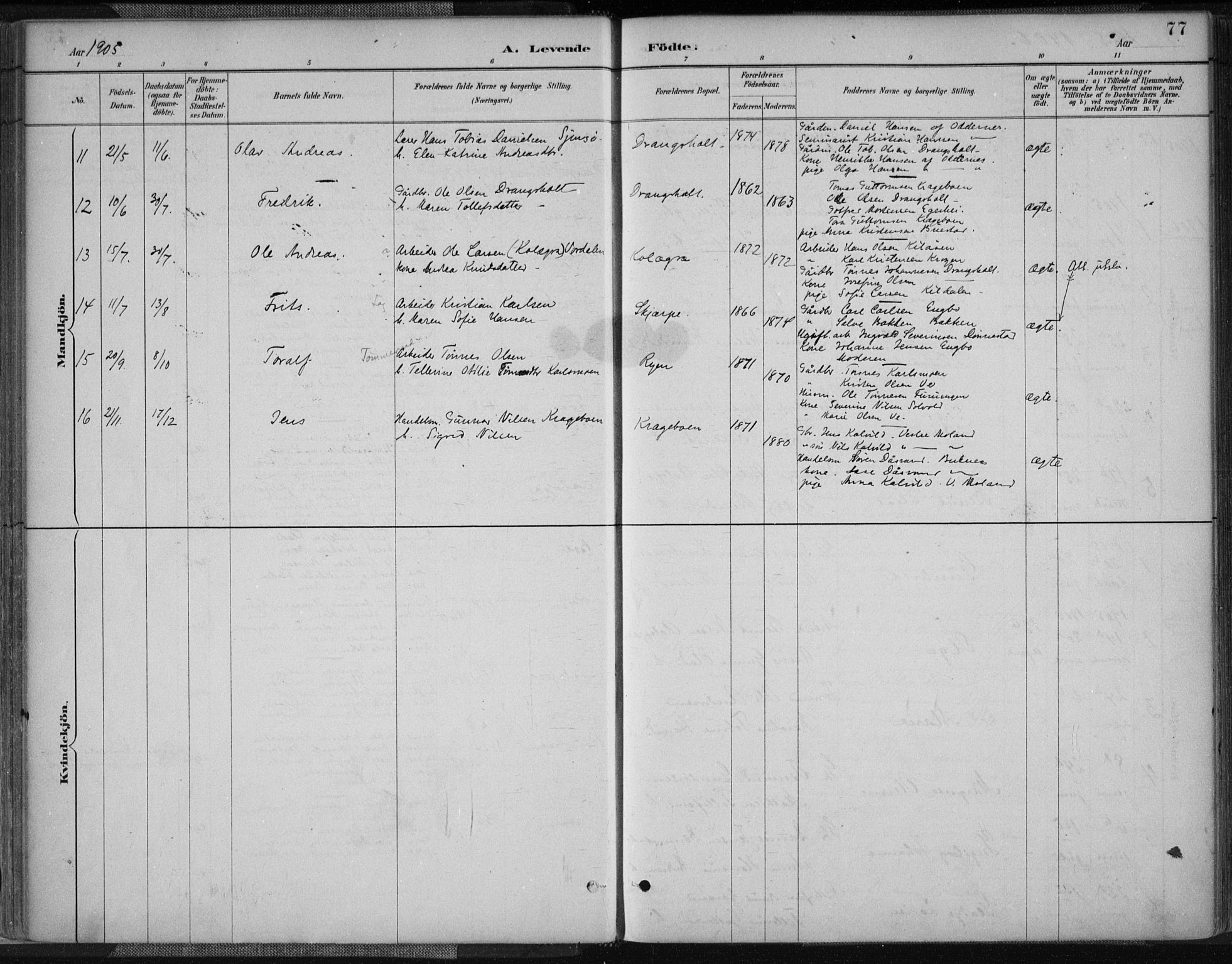 Tveit sokneprestkontor, AV/SAK-1111-0043/F/Fa/L0007: Parish register (official) no. A 7, 1887-1908, p. 77