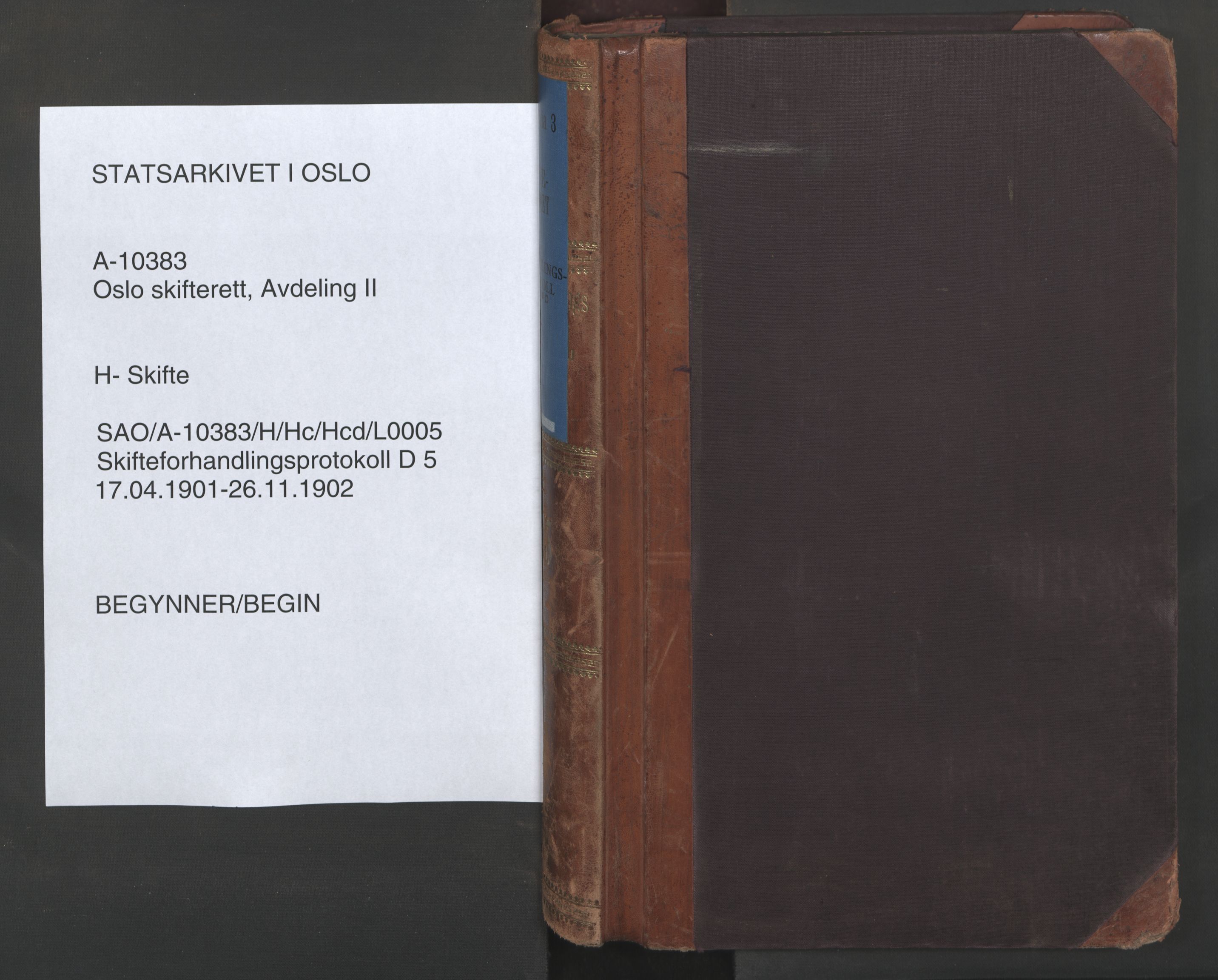 Oslo skifterett, SAO/A-10383/H/Hc/Hcd/L0005: Skifteforhandlingsprotokoll, 1901-1902