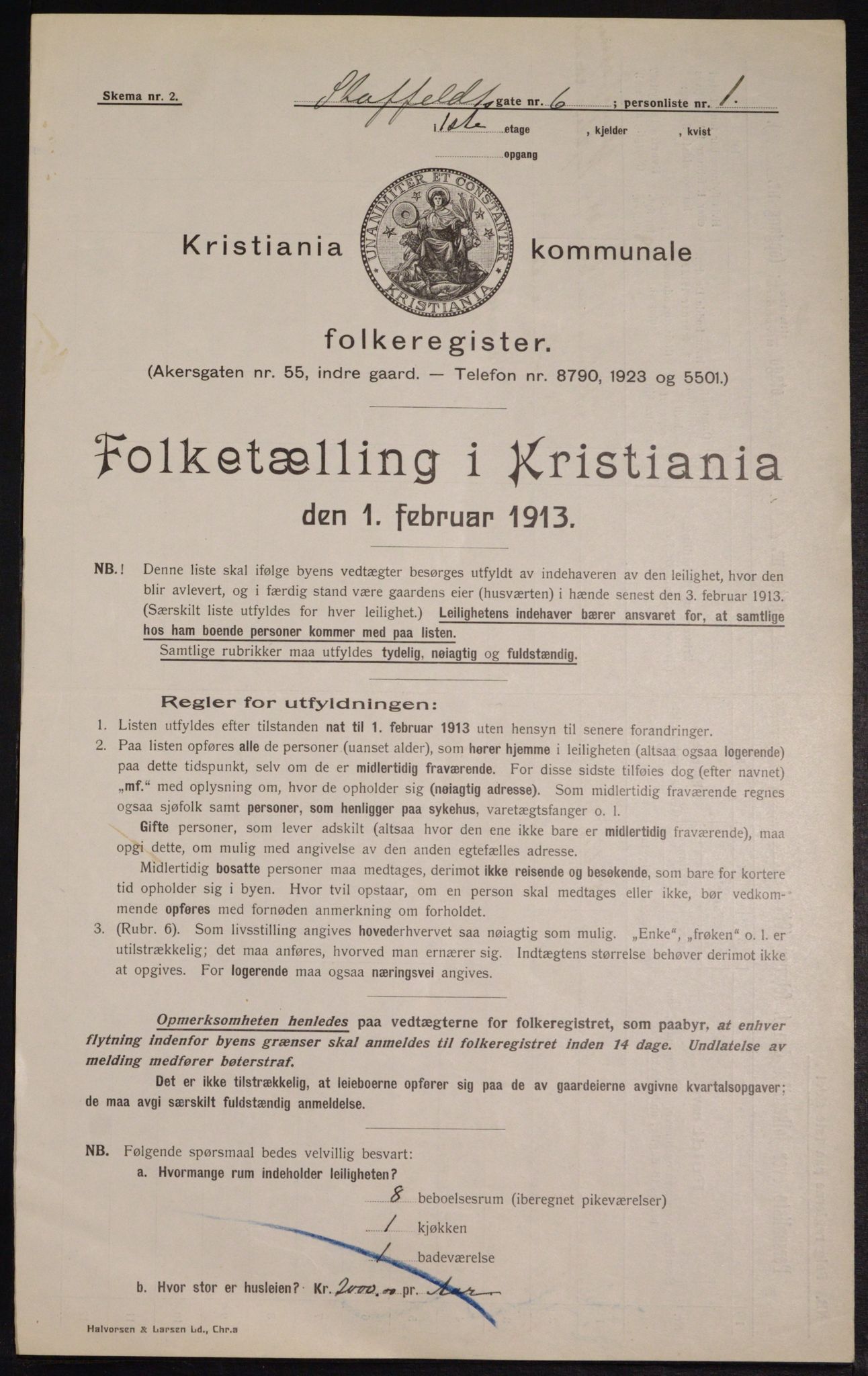 OBA, Municipal Census 1913 for Kristiania, 1913, p. 100688