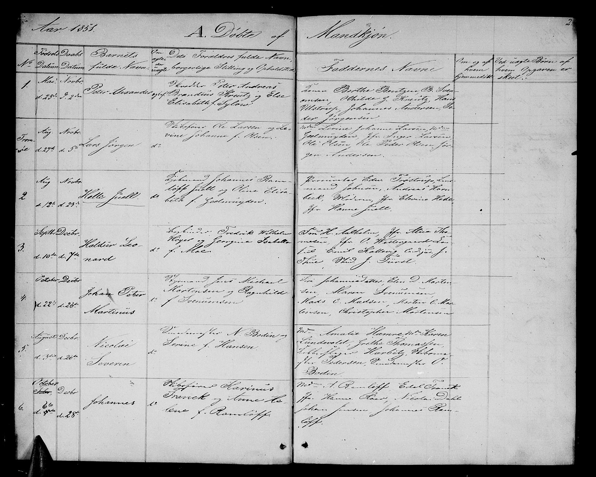 Arendal sokneprestkontor, Trefoldighet, SAK/1111-0040/F/Fb/L0003: Parish register (copy) no. B 3, 1851-1860, p. 2