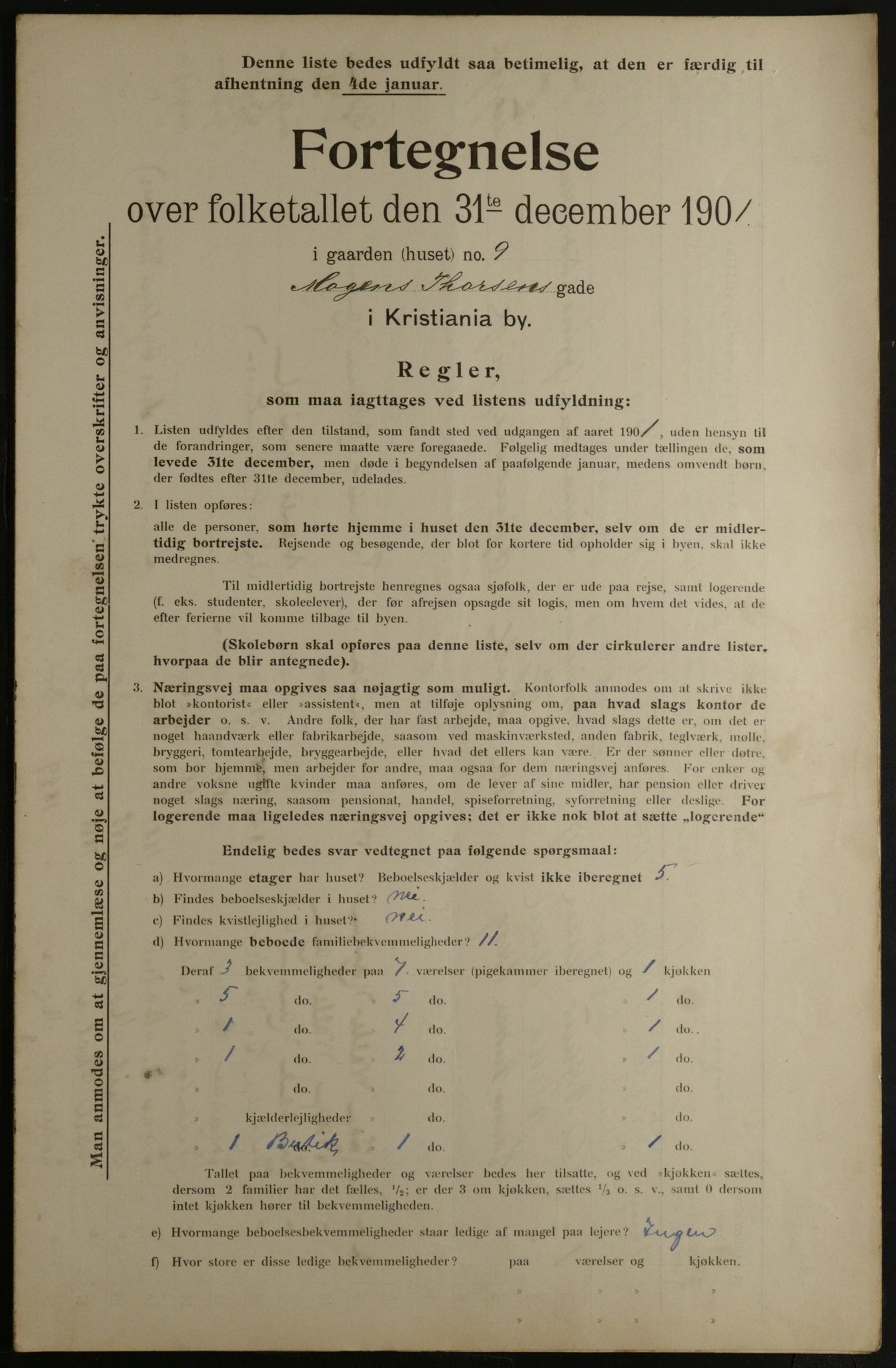 OBA, Municipal Census 1901 for Kristiania, 1901, p. 10079