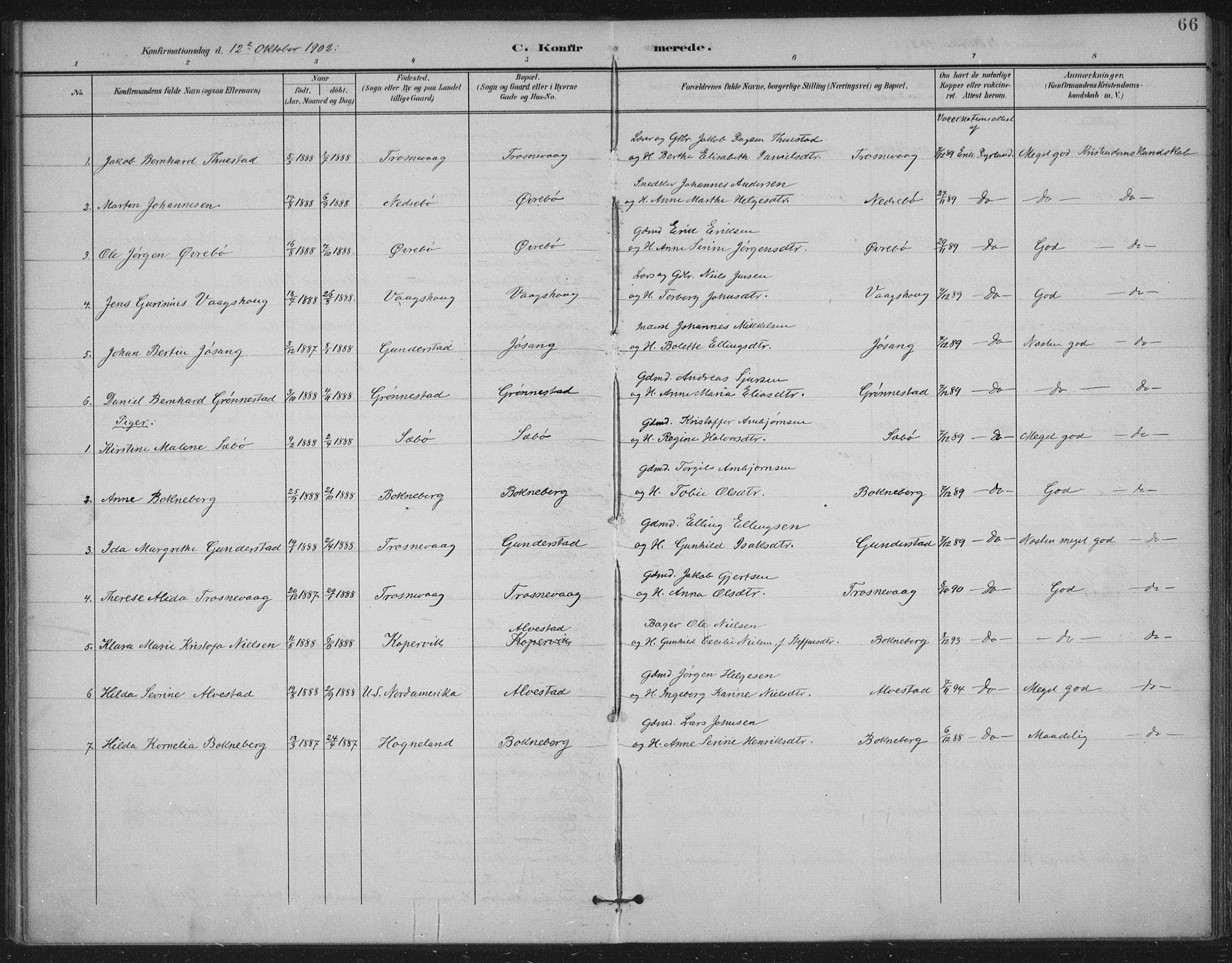 Tysvær sokneprestkontor, AV/SAST-A -101864/H/Ha/Haa/L0009: Parish register (official) no. A 9, 1898-1925, p. 66