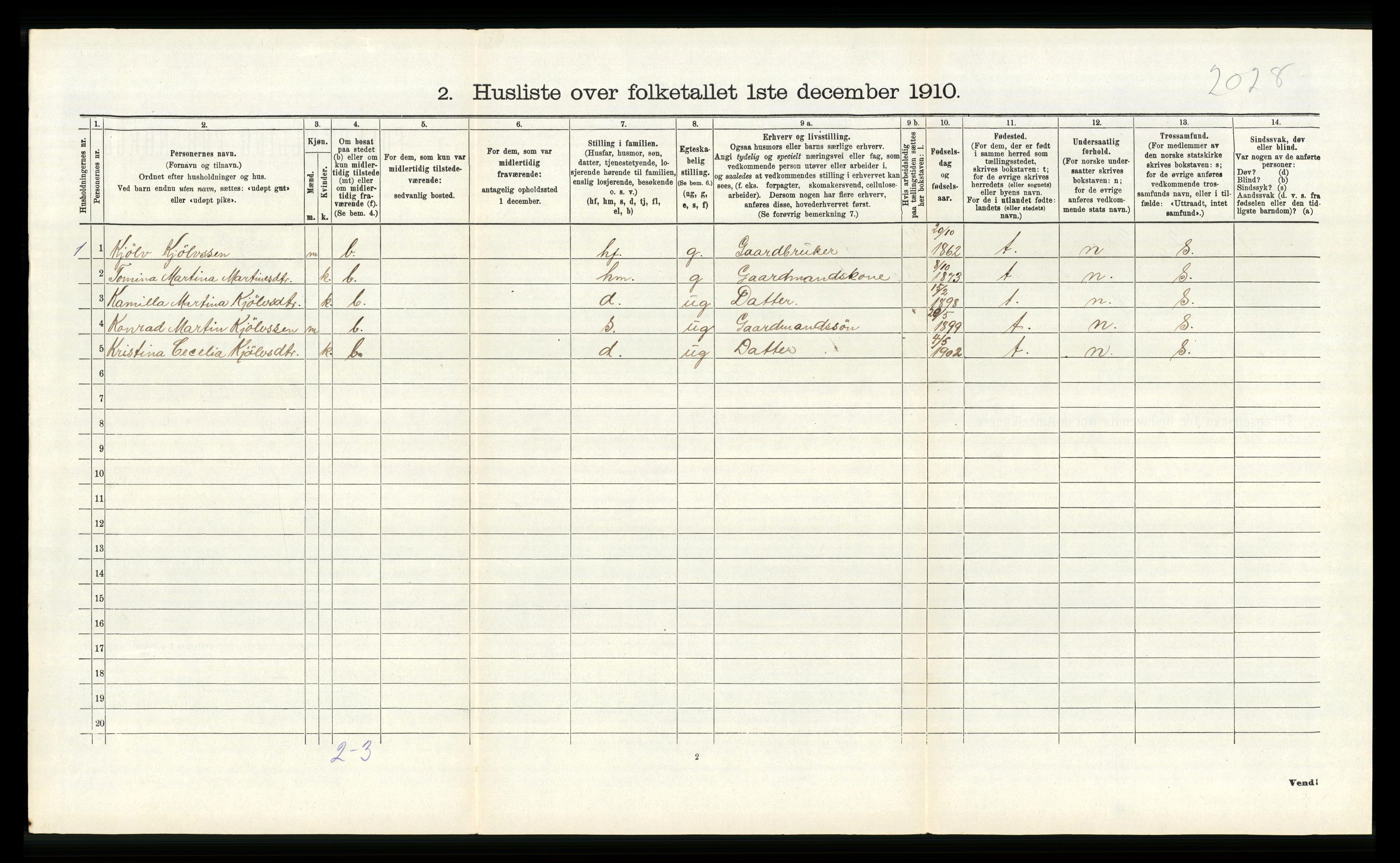 RA, 1910 census for Fitjar, 1910, p. 396