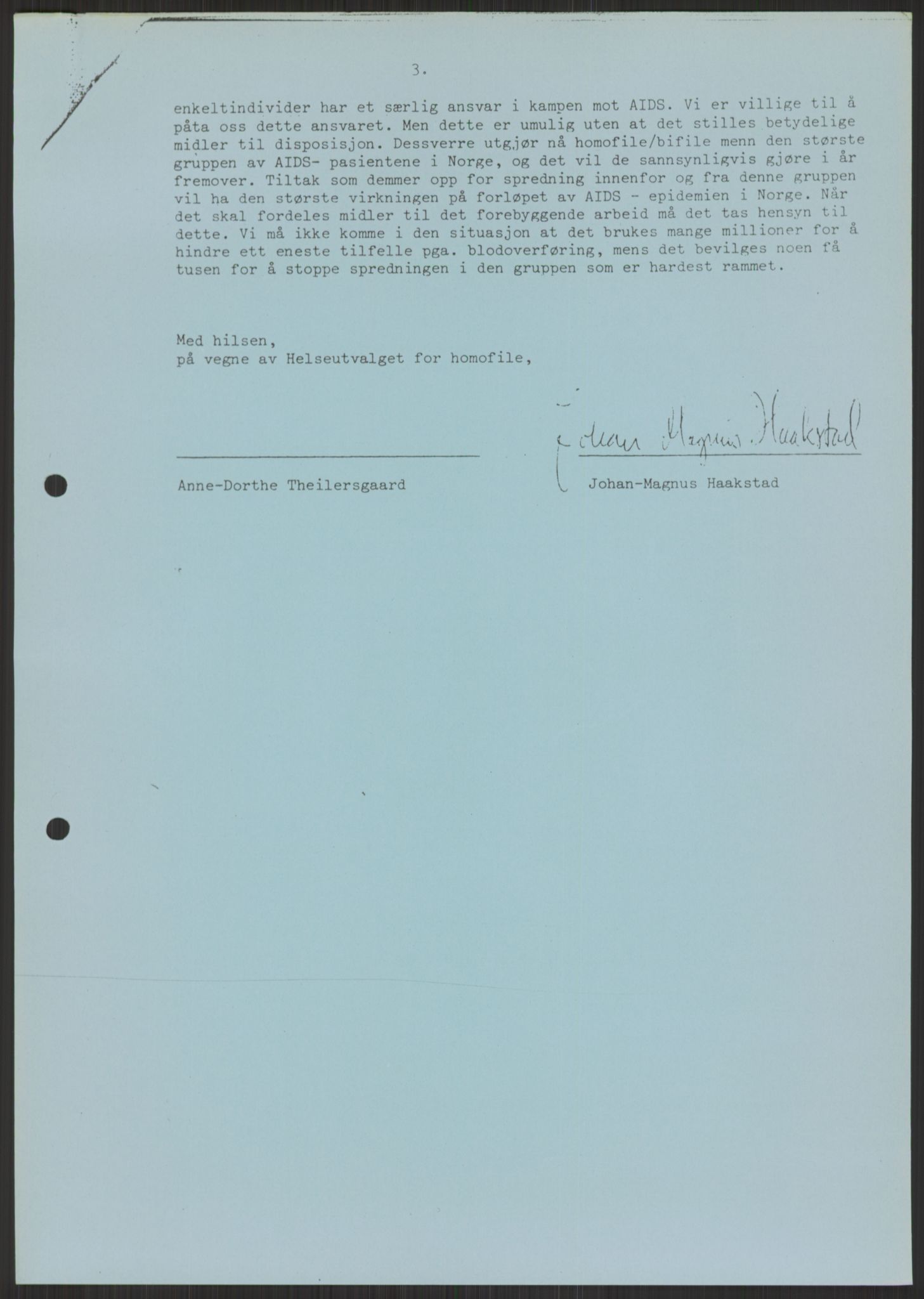 Det Norske Forbundet av 1948/Landsforeningen for Lesbisk og Homofil Frigjøring, AV/RA-PA-1216/D/Db/L0001: Aids, 1983-1987, p. 1099