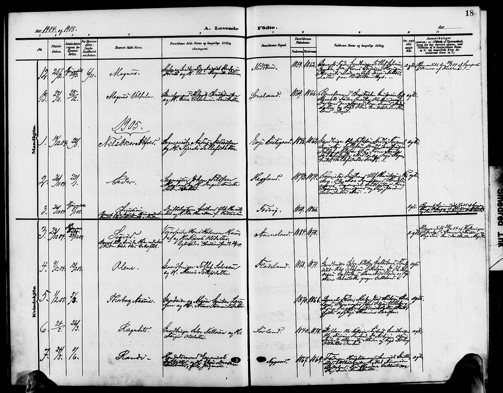 Evje sokneprestkontor, AV/SAK-1111-0008/F/Fb/Fba/L0004: Parish register (copy) no. B 4, 1899-1914, p. 18