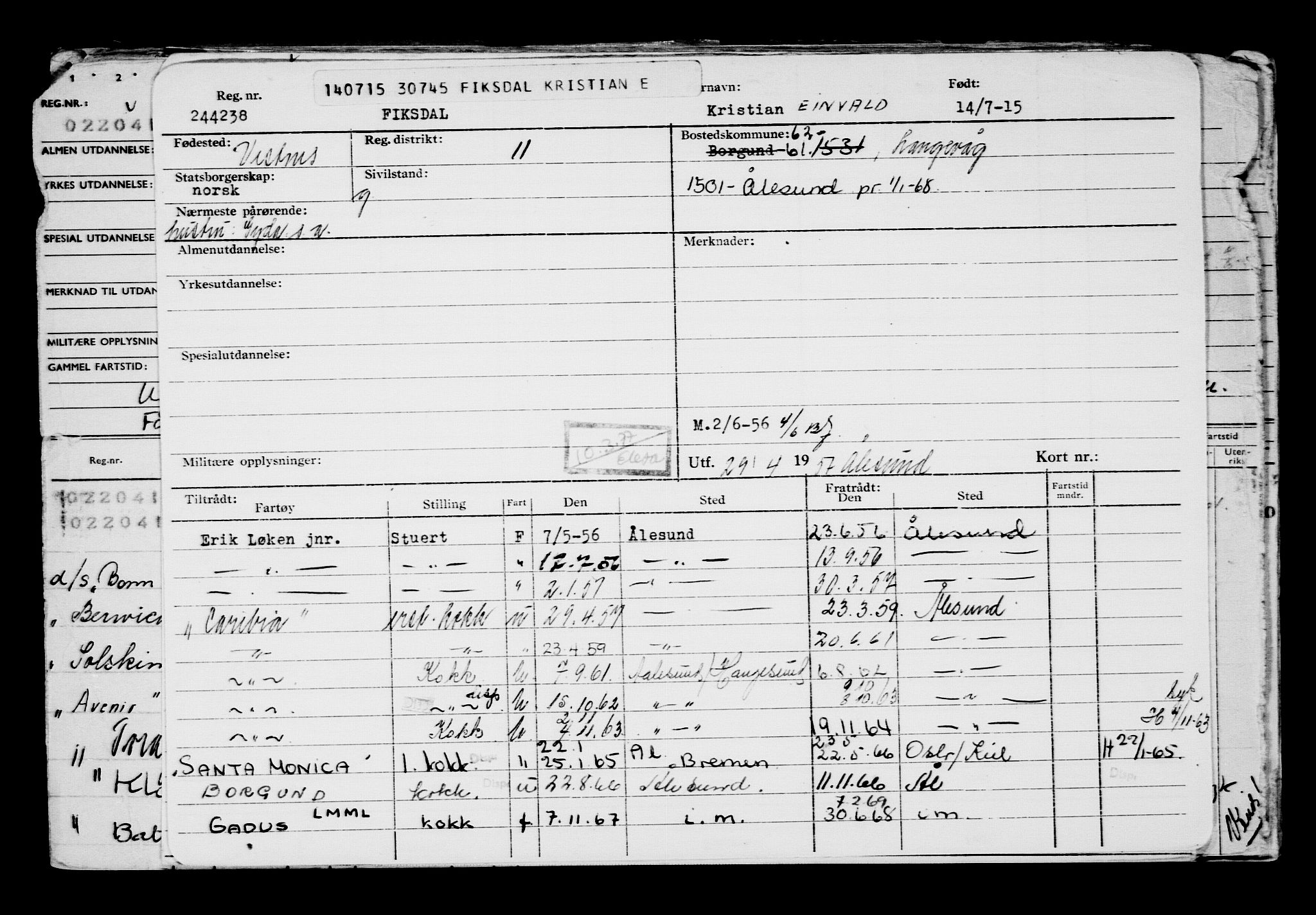 Direktoratet for sjømenn, AV/RA-S-3545/G/Gb/L0131: Hovedkort, 1915, p. 261