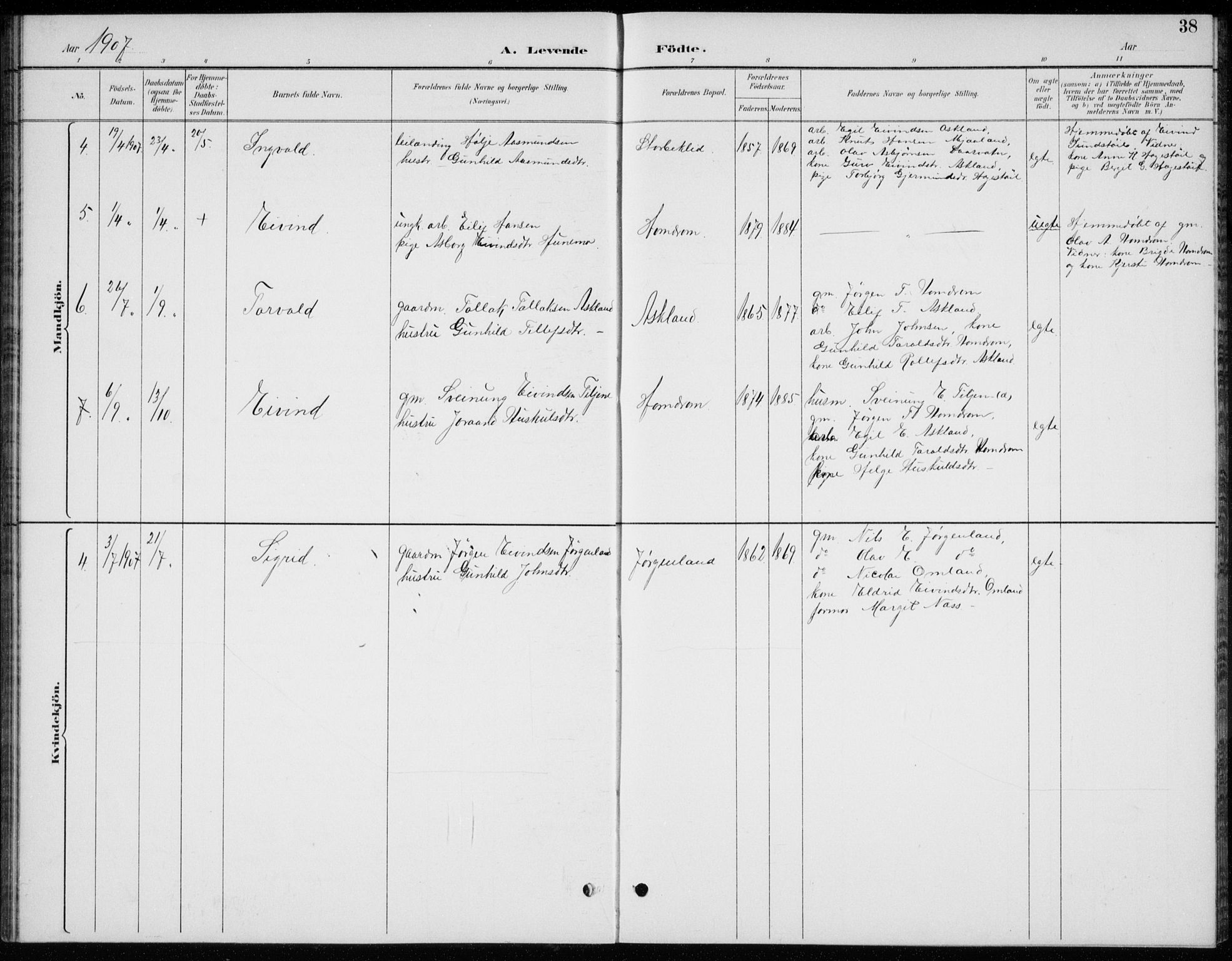 Åmli sokneprestkontor, AV/SAK-1111-0050/F/Fb/Fba/L0002: Parish register (copy) no. B 2, 1890-1912, p. 38