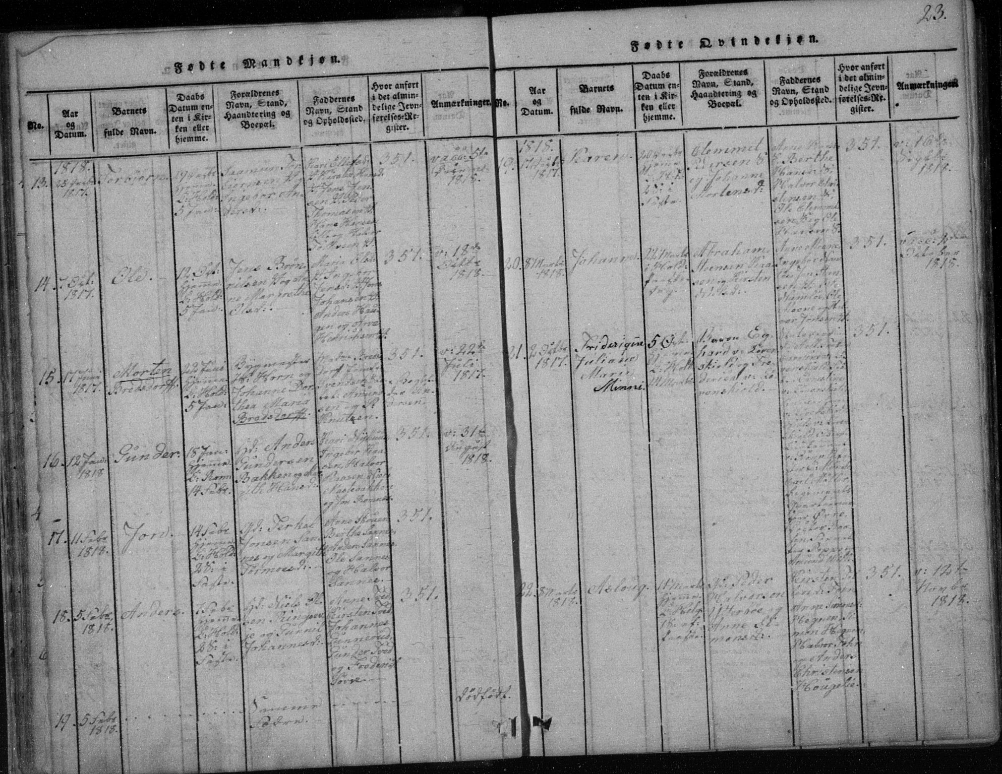 Holla kirkebøker, AV/SAKO-A-272/F/Fa/L0003: Parish register (official) no. 3, 1815-1830, p. 23