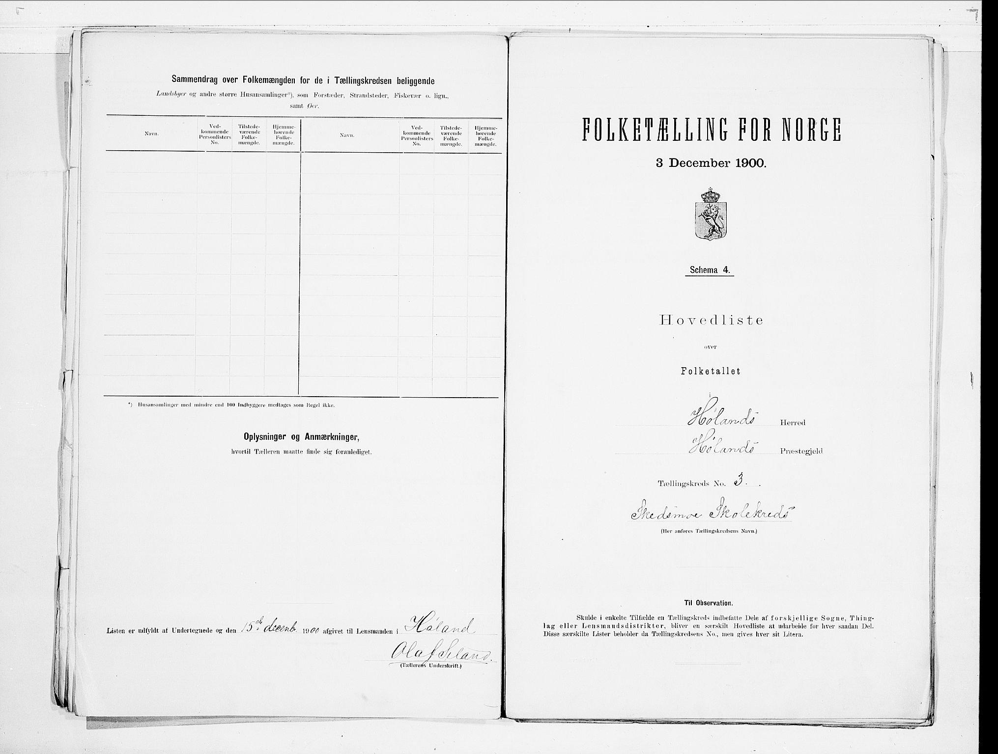 SAO, 1900 census for Høland, 1900, p. 8