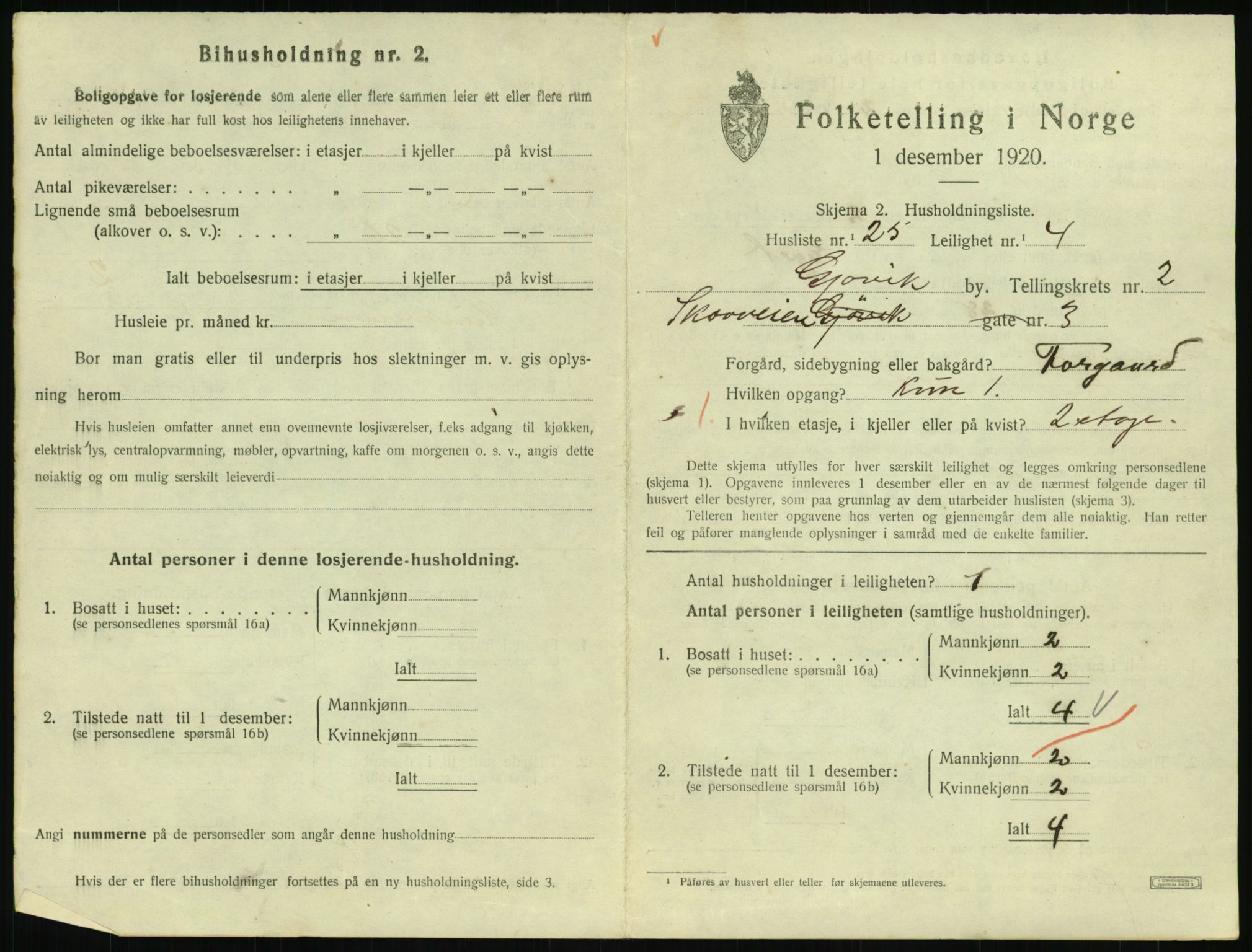 SAH, 1920 census for Gjøvik, 1920, p. 1172