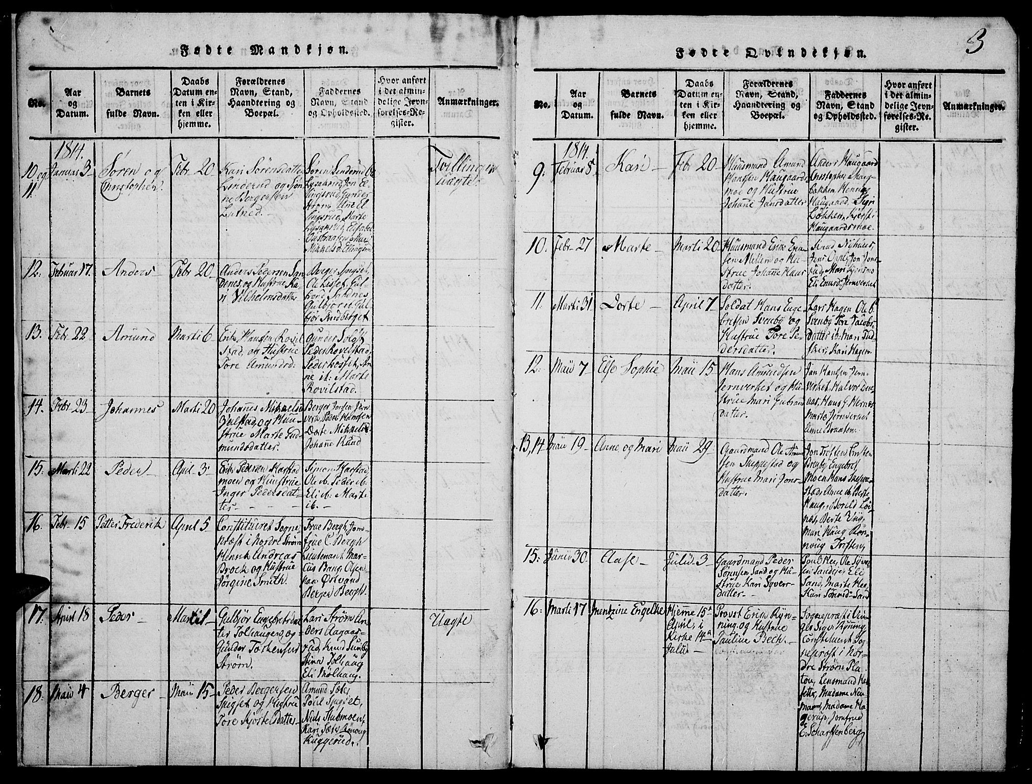 Strøm-Odalen prestekontor, SAH/PREST-028/H/Ha/Hab/L0001: Parish register (copy) no. 1, 1813-1825, p. 3