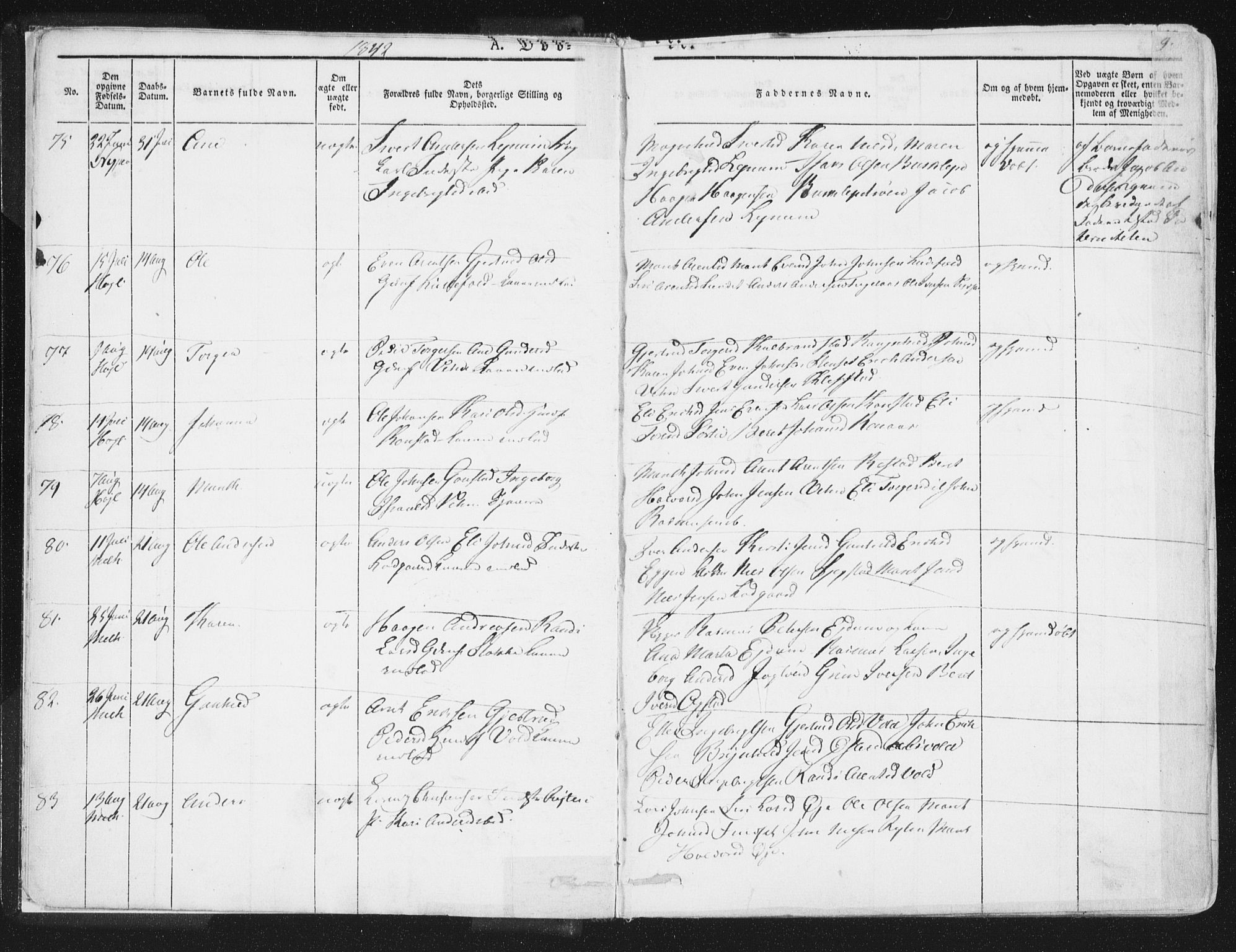Ministerialprotokoller, klokkerbøker og fødselsregistre - Sør-Trøndelag, SAT/A-1456/691/L1074: Parish register (official) no. 691A06, 1842-1852, p. 9