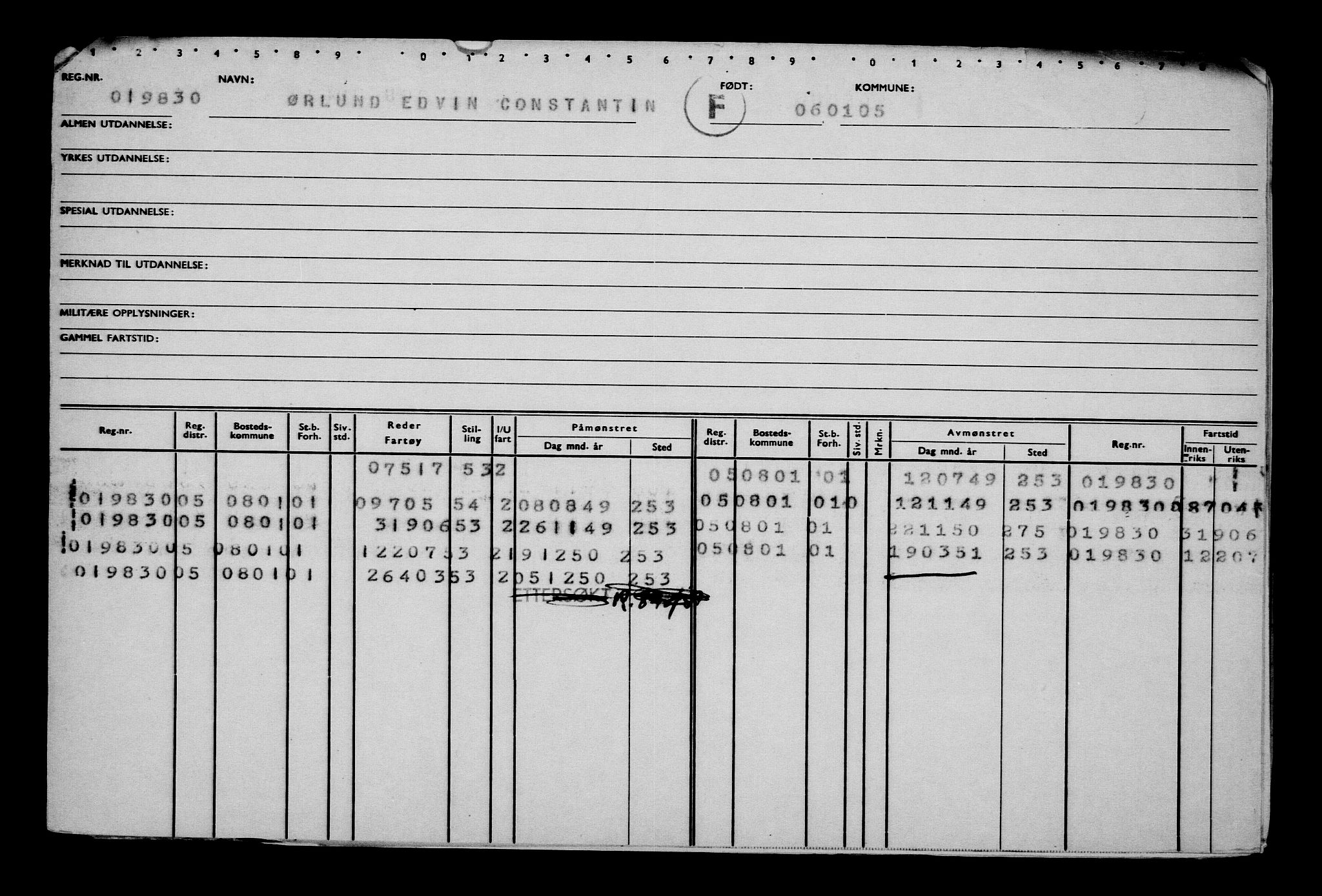 Direktoratet for sjømenn, AV/RA-S-3545/G/Gb/L0057: Hovedkort, 1905, p. 51