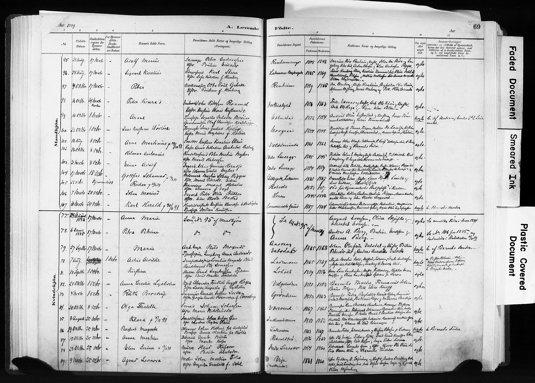 Ministerialprotokoller, klokkerbøker og fødselsregistre - Sør-Trøndelag, SAT/A-1456/606/L0300: Parish register (official) no. 606A15, 1886-1893, p. 69