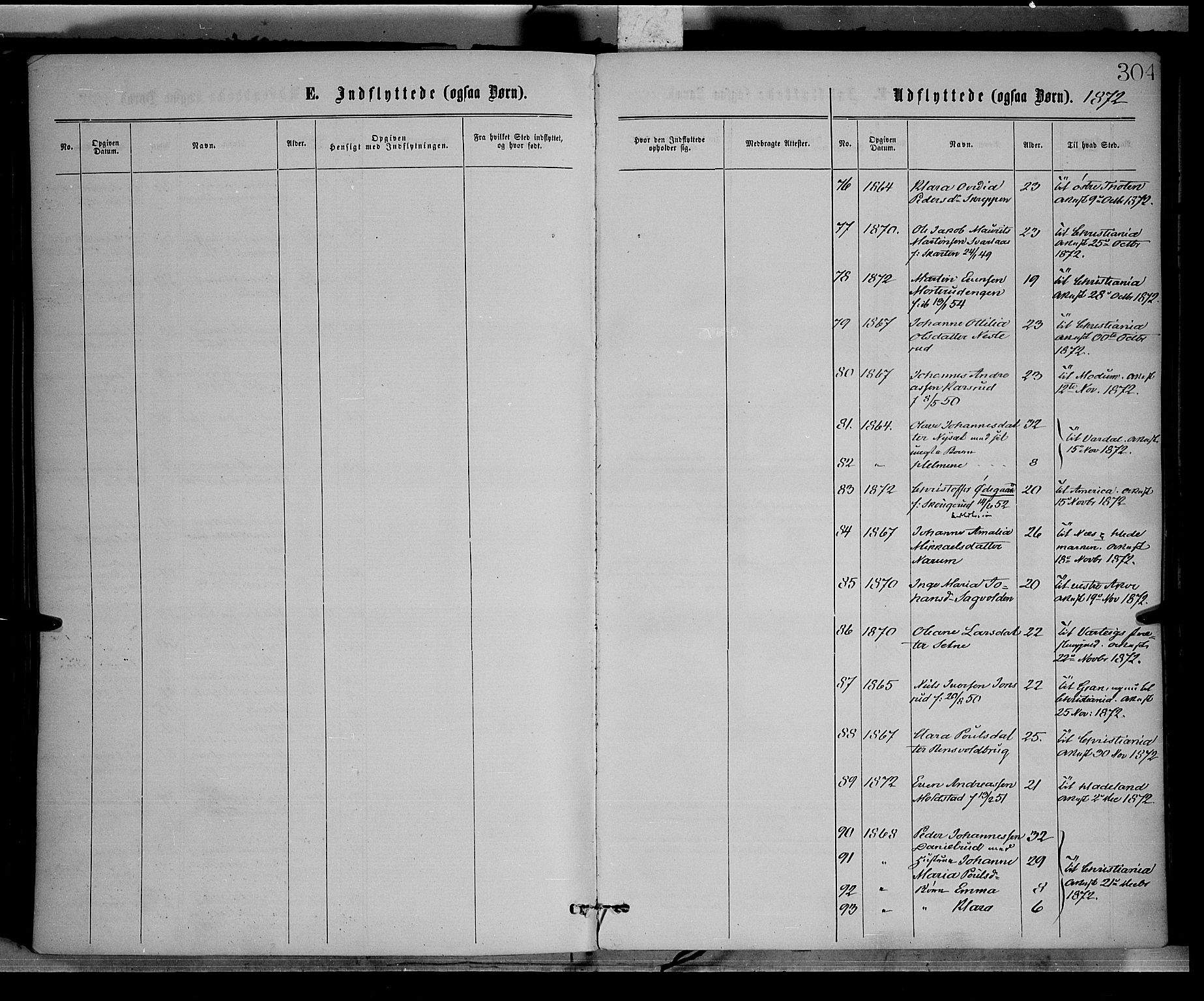 Vestre Toten prestekontor, SAH/PREST-108/H/Ha/Haa/L0008: Parish register (official) no. 8, 1870-1877, p. 304
