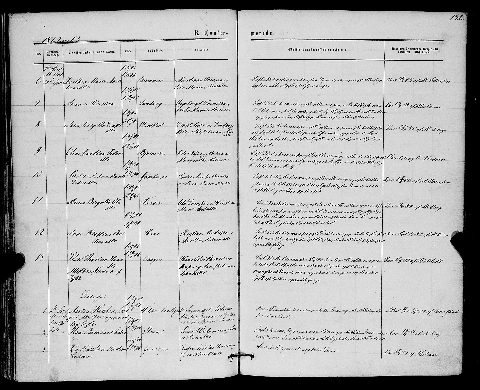 Kvæfjord sokneprestkontor, SATØ/S-1323/G/Ga/Gaa/L0004kirke: Parish register (official) no. 4, 1857-1877, p. 132