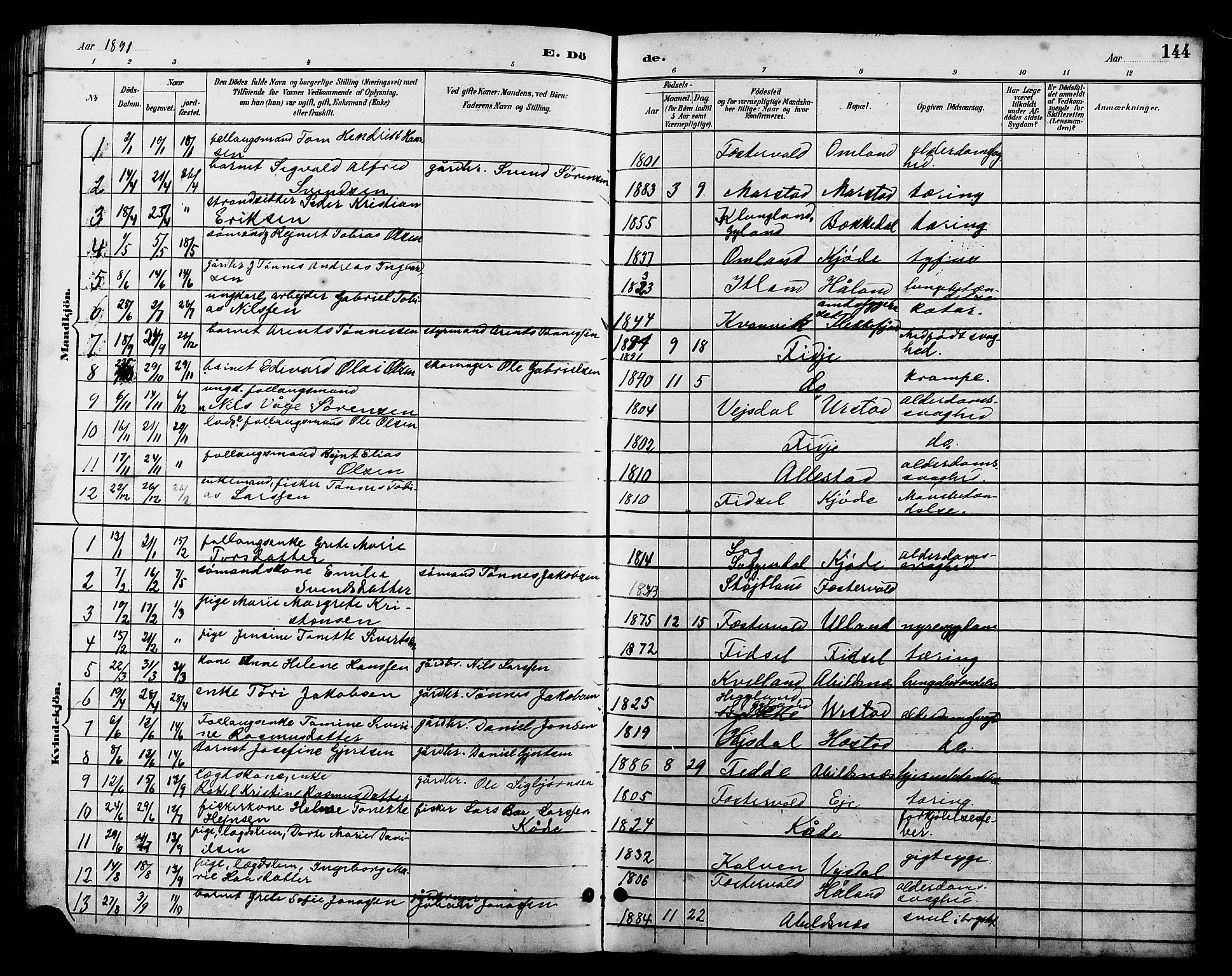 Flekkefjord sokneprestkontor, AV/SAK-1111-0012/F/Fb/Fbb/L0004: Parish register (copy) no. B 4, 1889-1907, p. 144