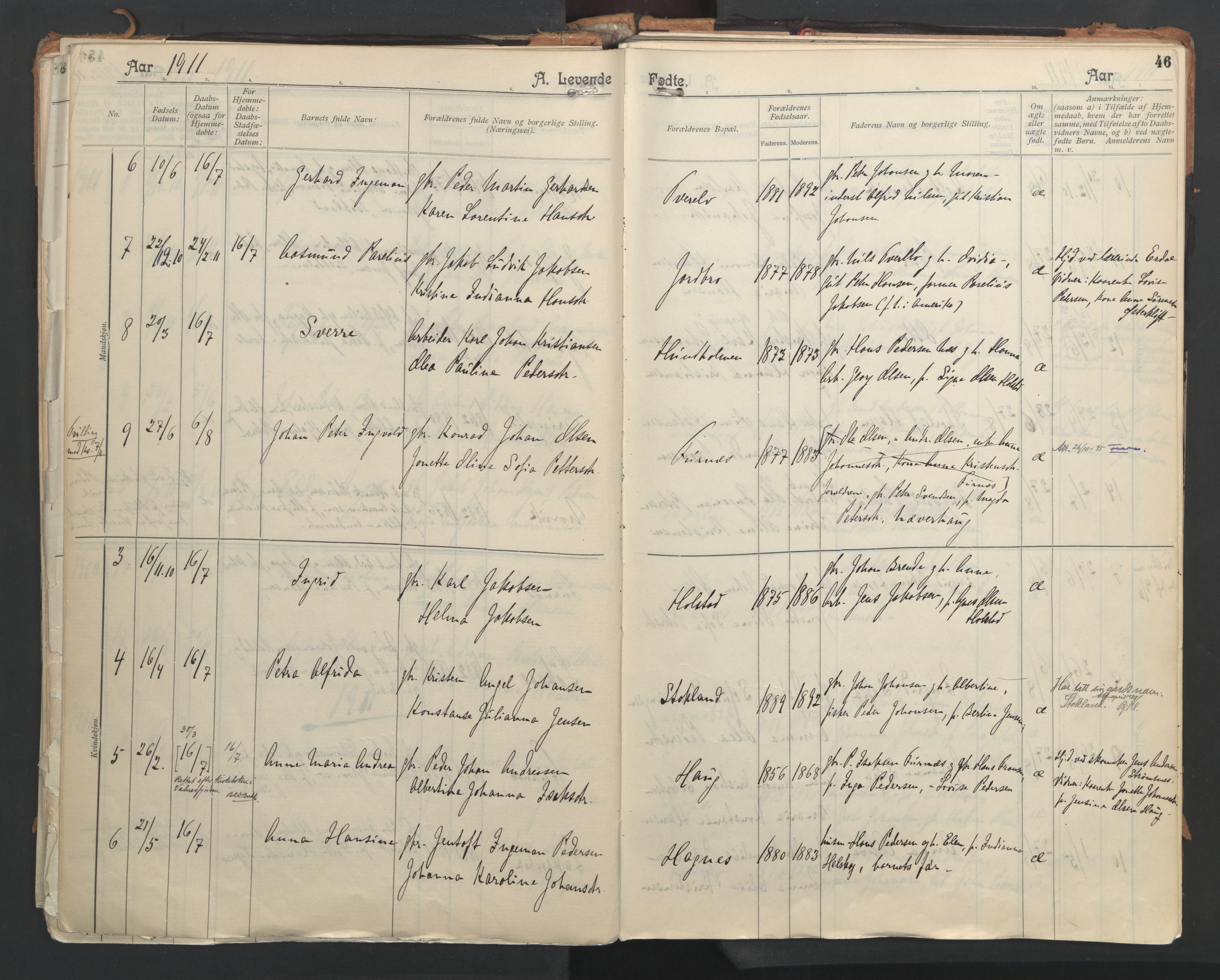 Ministerialprotokoller, klokkerbøker og fødselsregistre - Nordland, AV/SAT-A-1459/851/L0724: Parish register (official) no. 851A01, 1901-1922, p. 46