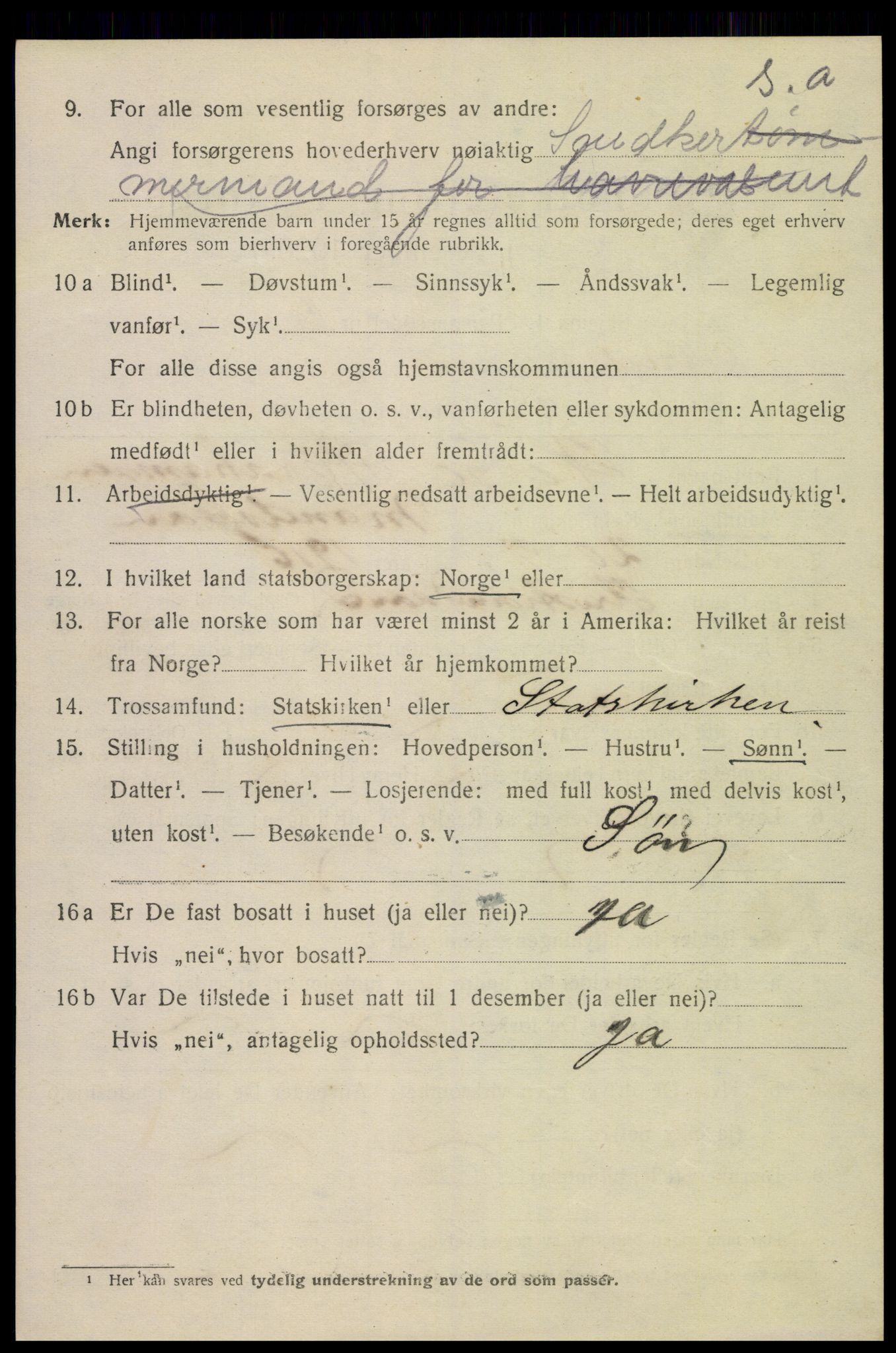 SAK, 1920 census for Kristiansand, 1920, p. 22016