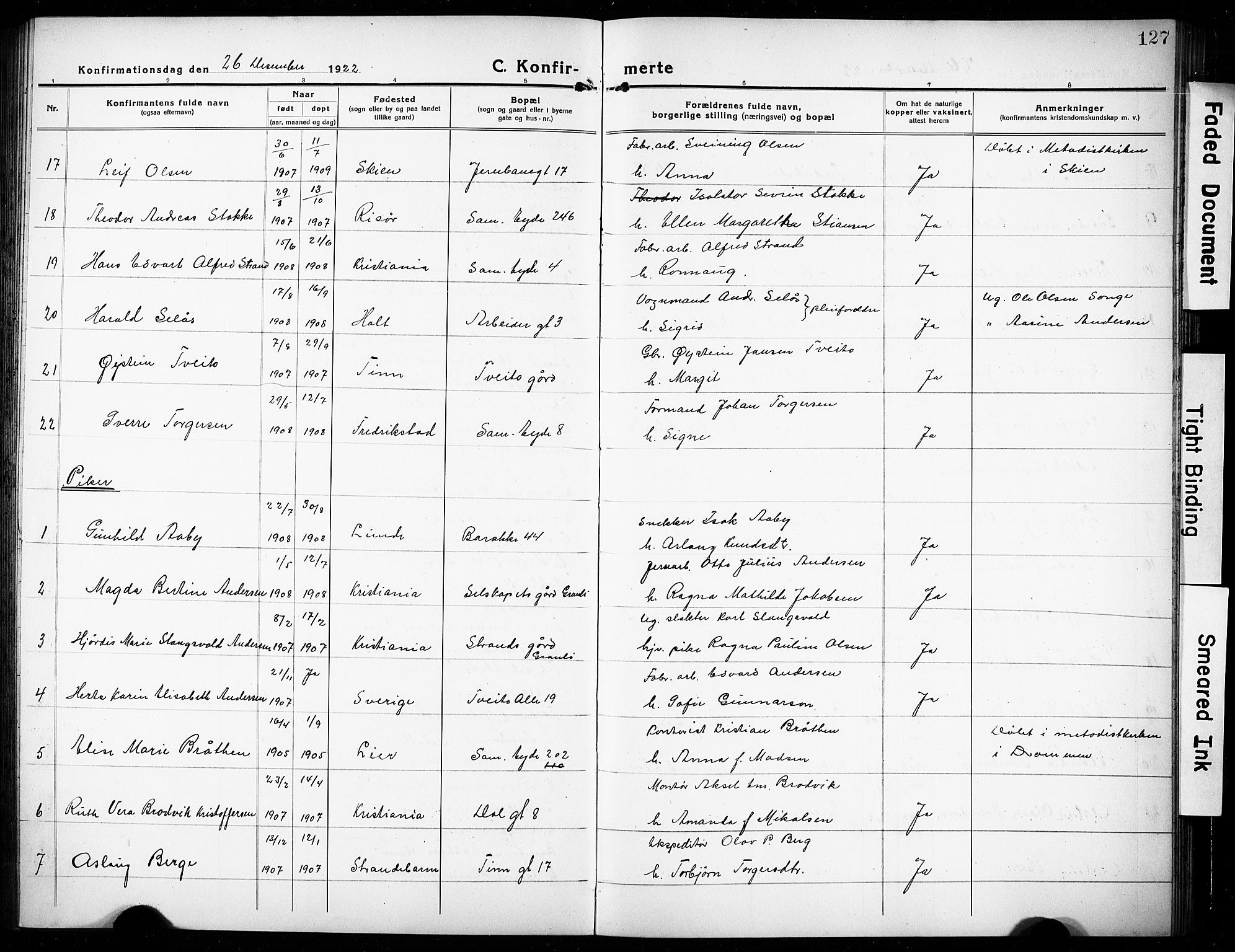 Rjukan kirkebøker, AV/SAKO-A-294/G/Ga/L0003: Parish register (copy) no. 3, 1920-1928, p. 127