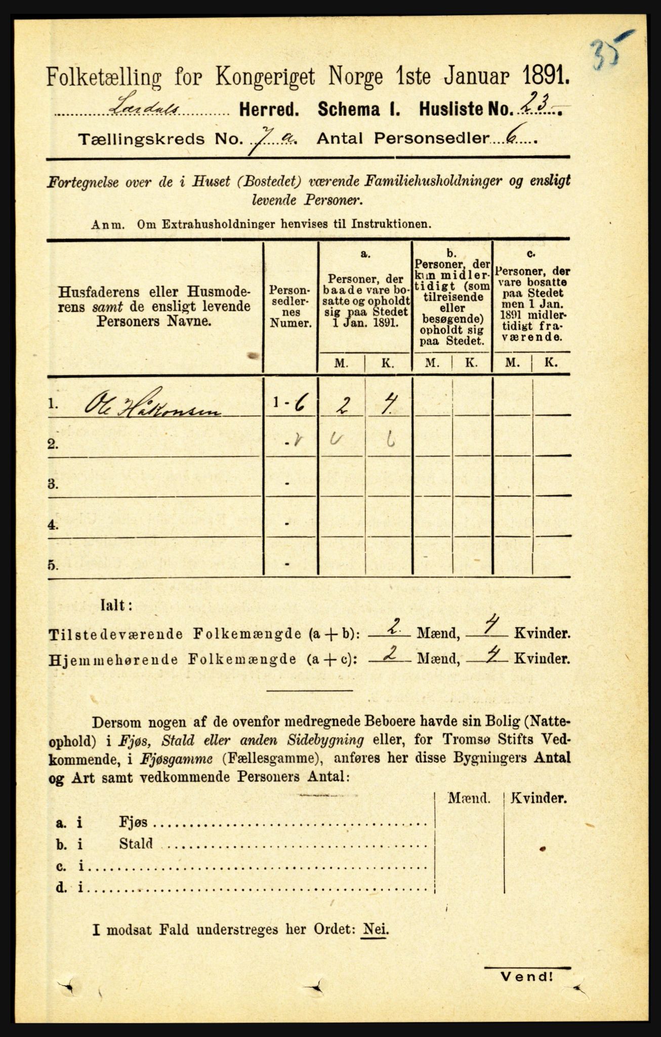 RA, 1891 census for 1422 Lærdal, 1891, p. 771