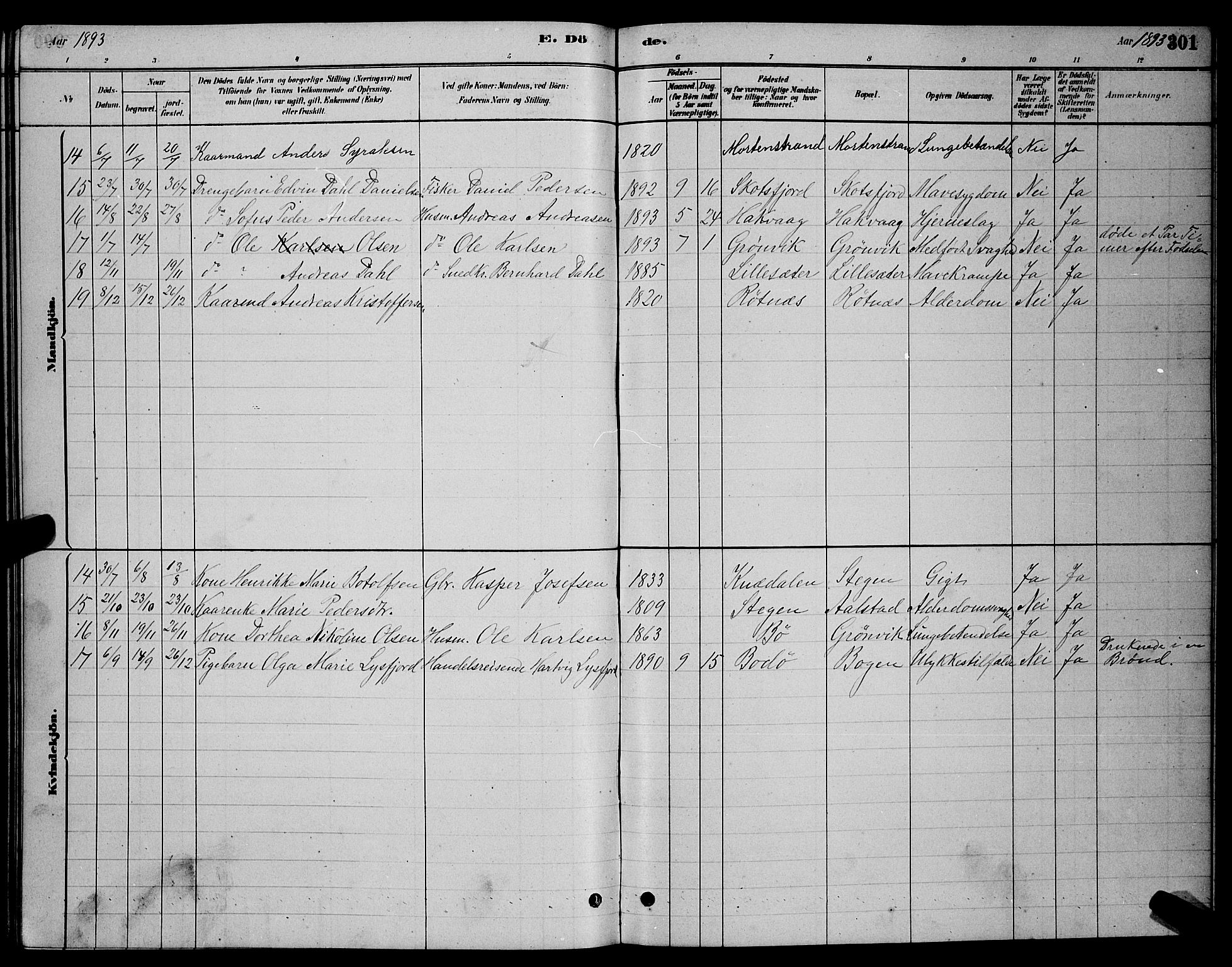 Ministerialprotokoller, klokkerbøker og fødselsregistre - Nordland, AV/SAT-A-1459/855/L0816: Parish register (copy) no. 855C05, 1879-1894, p. 301