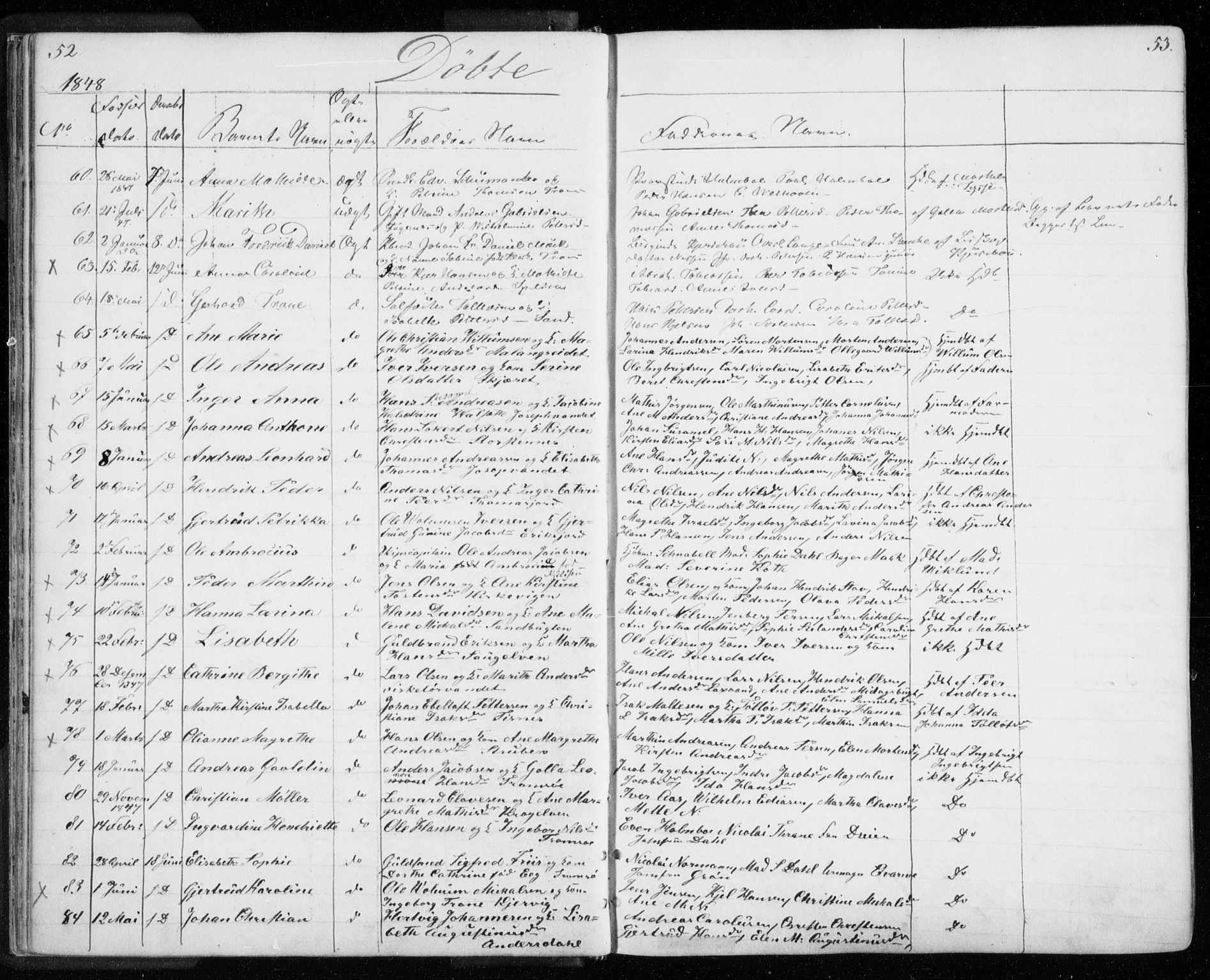 Tromsø sokneprestkontor/stiftsprosti/domprosti, AV/SATØ-S-1343/G/Gb/L0005klokker: Parish register (copy) no. 5, 1846-1857, p. 52-53