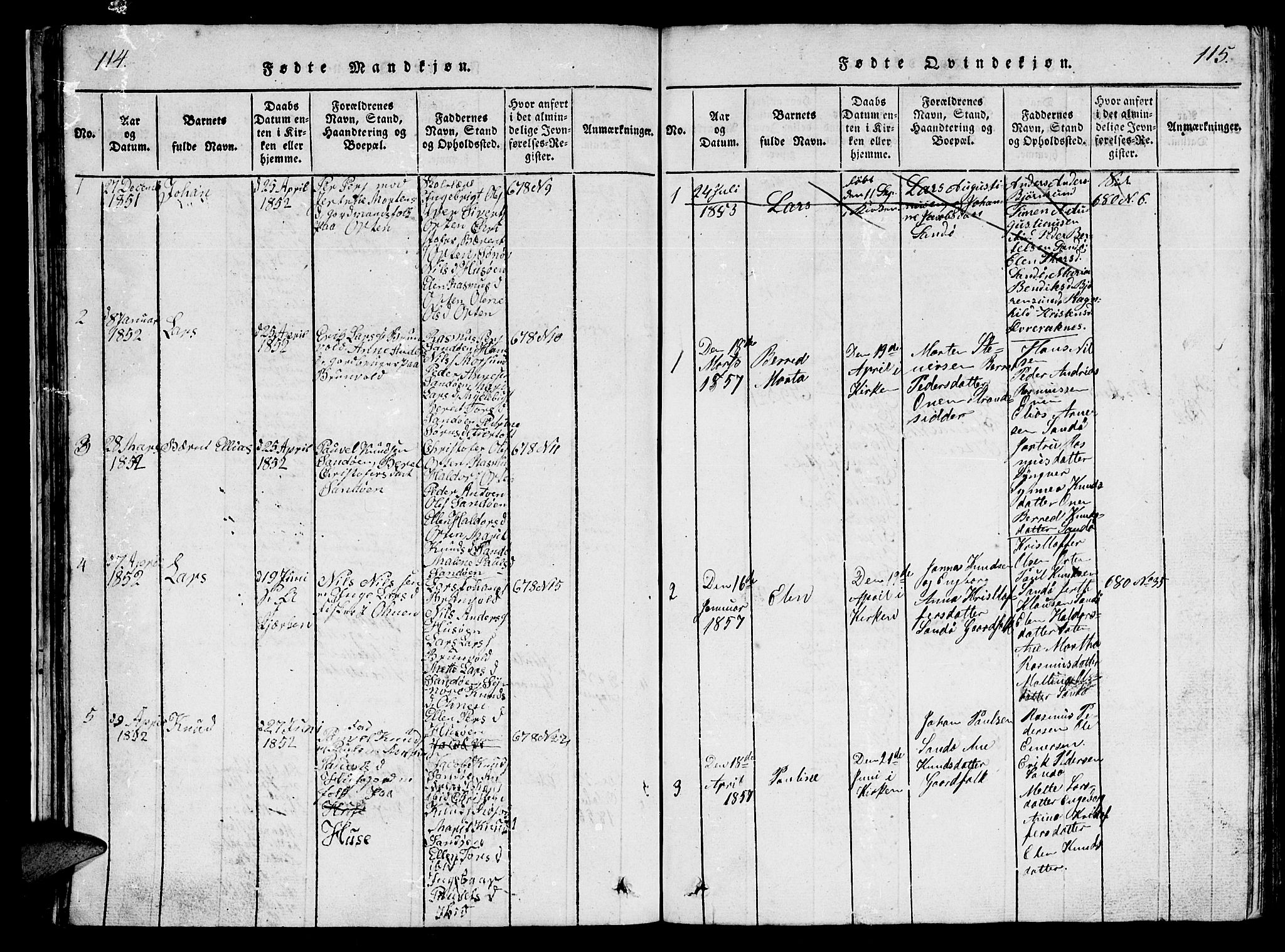 Ministerialprotokoller, klokkerbøker og fødselsregistre - Møre og Romsdal, AV/SAT-A-1454/561/L0731: Parish register (copy) no. 561C01, 1817-1867, p. 114-115