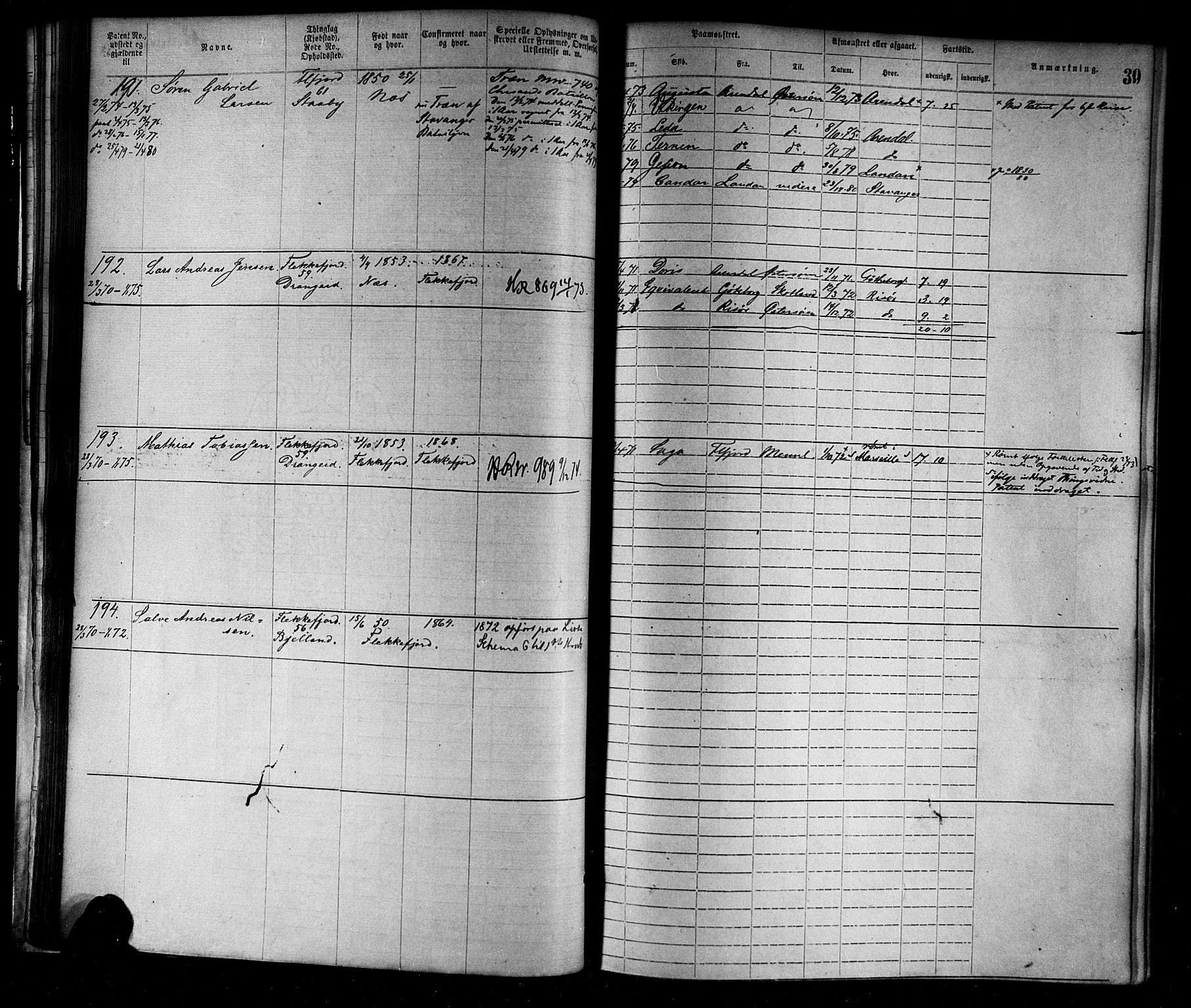 Flekkefjord mønstringskrets, AV/SAK-2031-0018/F/Fa/L0002: Annotasjonsrulle nr 1-1920 med register, N-2, 1870-1891, p. 59