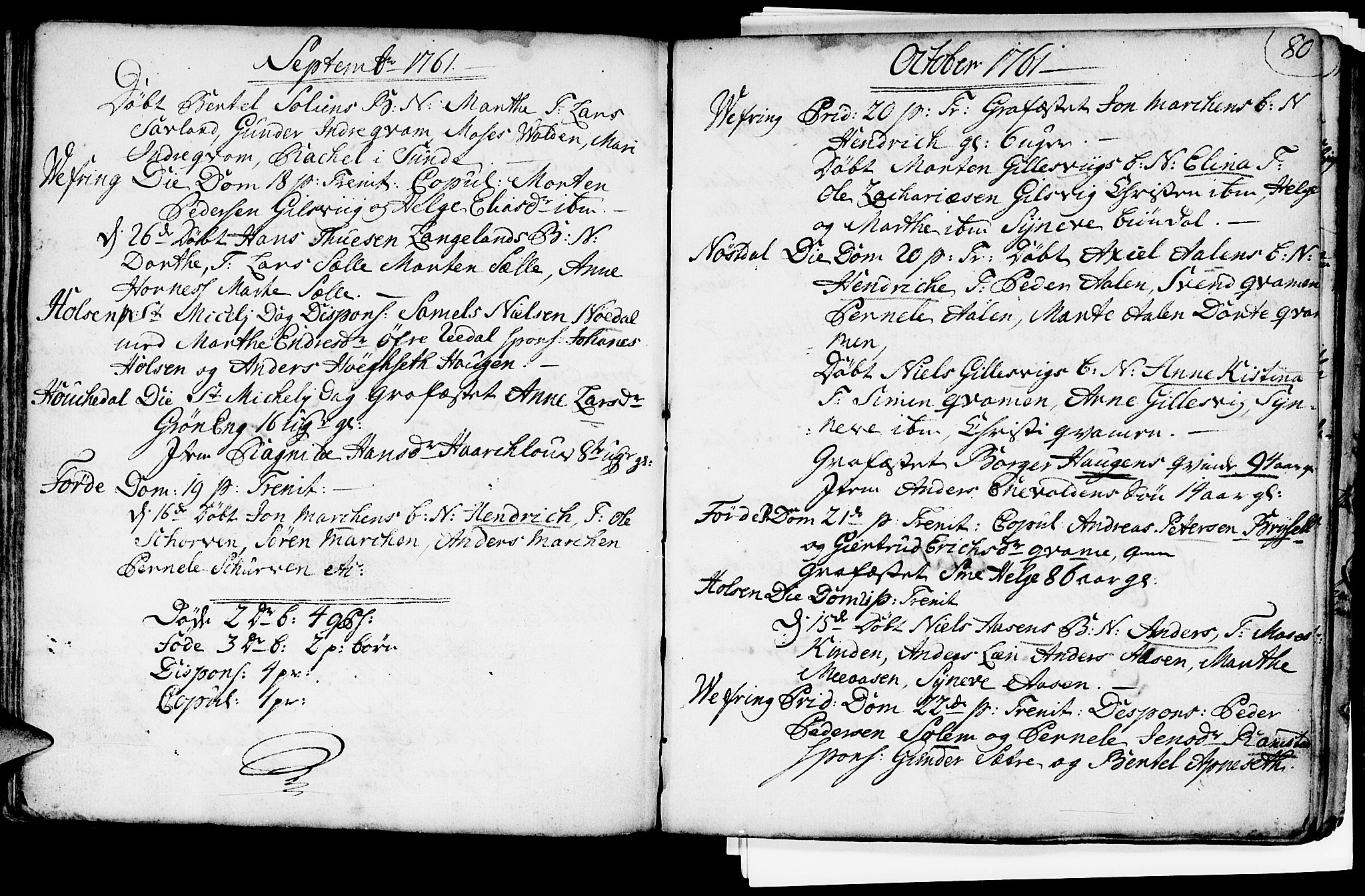 Førde sokneprestembete, AV/SAB-A-79901/H/Haa/Haaa/L0003: Parish register (official) no. A 3, 1749-1764, p. 80