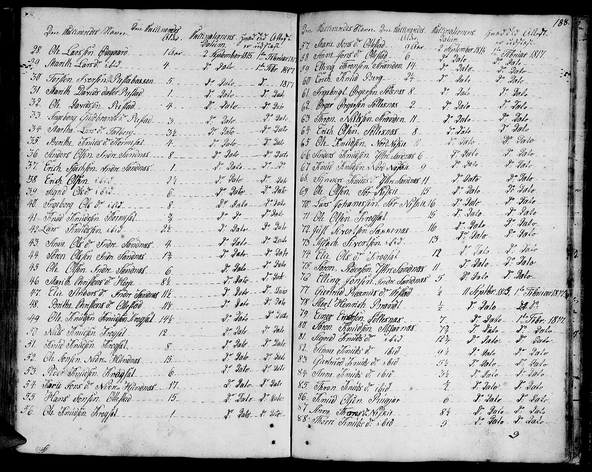 Ministerialprotokoller, klokkerbøker og fødselsregistre - Møre og Romsdal, SAT/A-1454/547/L0601: Parish register (official) no. 547A03, 1799-1818, p. 188