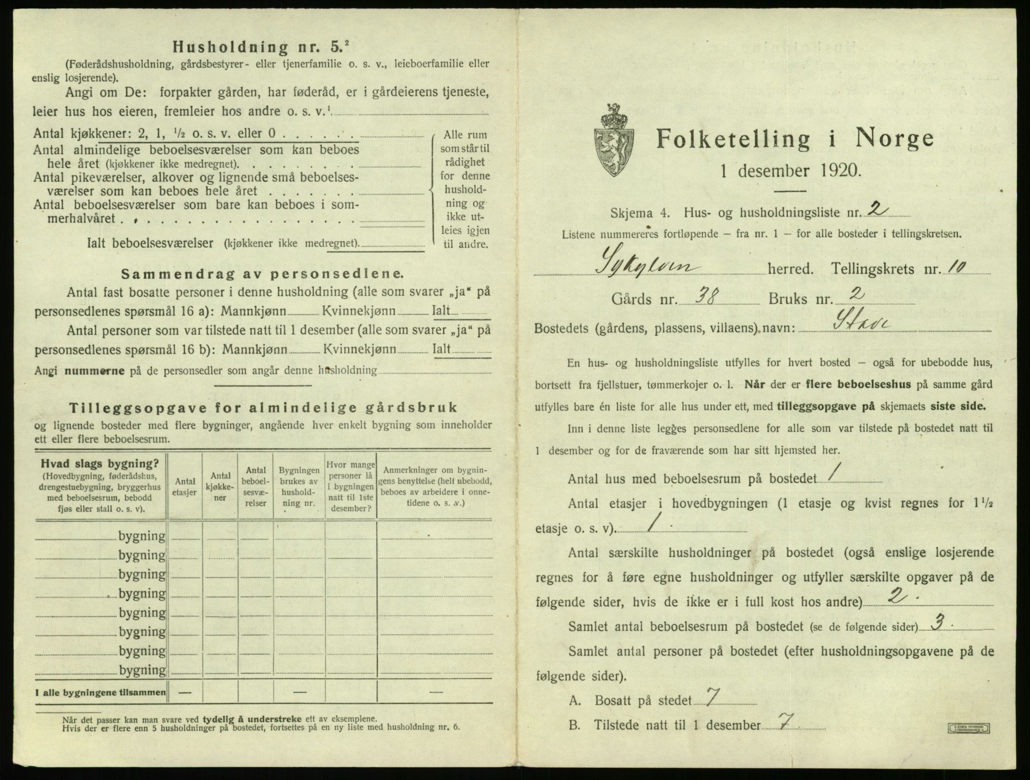 SAT, 1920 census for Sykkylven, 1920, p. 719