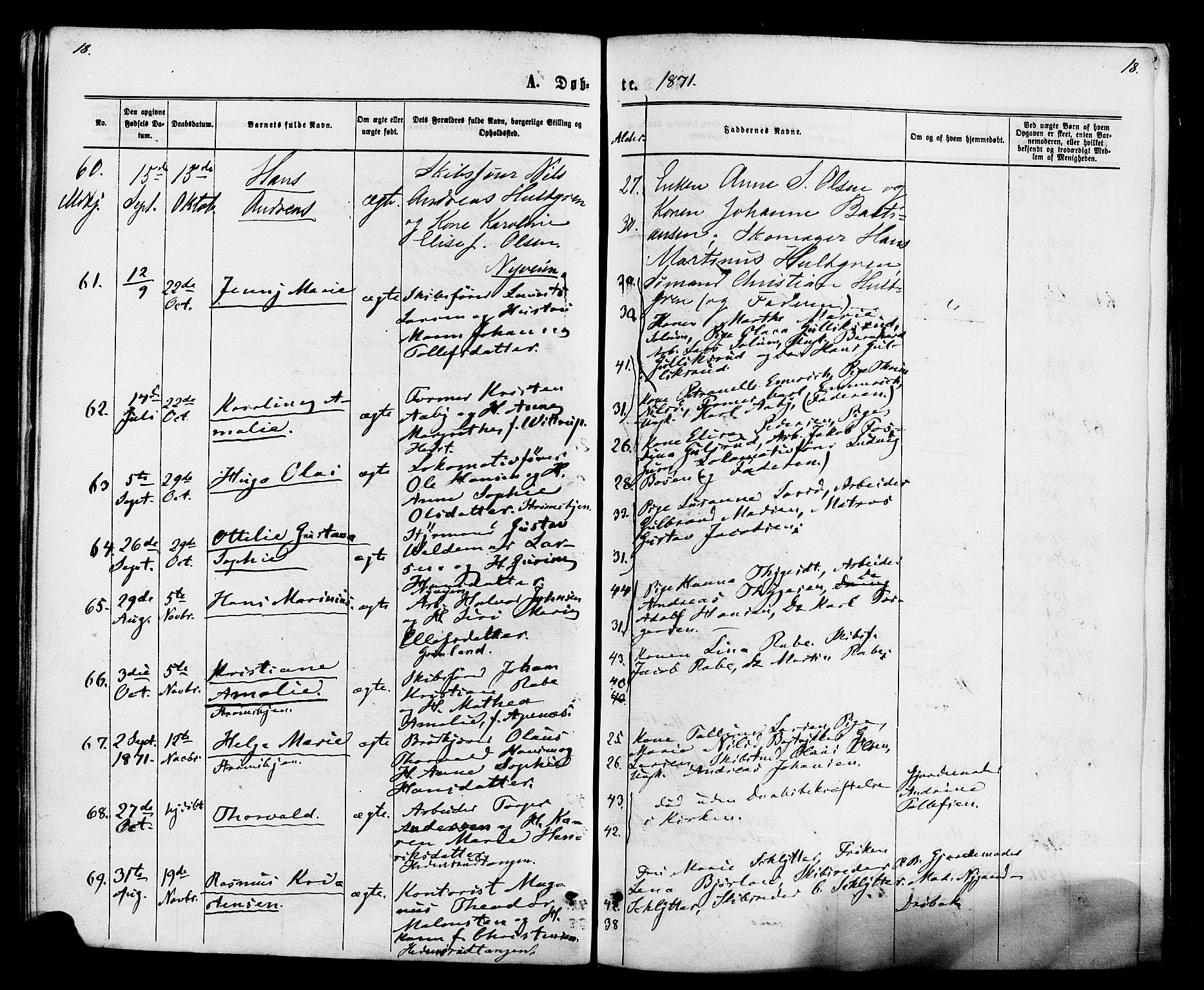 Strømsø kirkebøker, AV/SAKO-A-246/F/Fa/L0020: Parish register (official) no. I 20, 1870-1878, p. 18