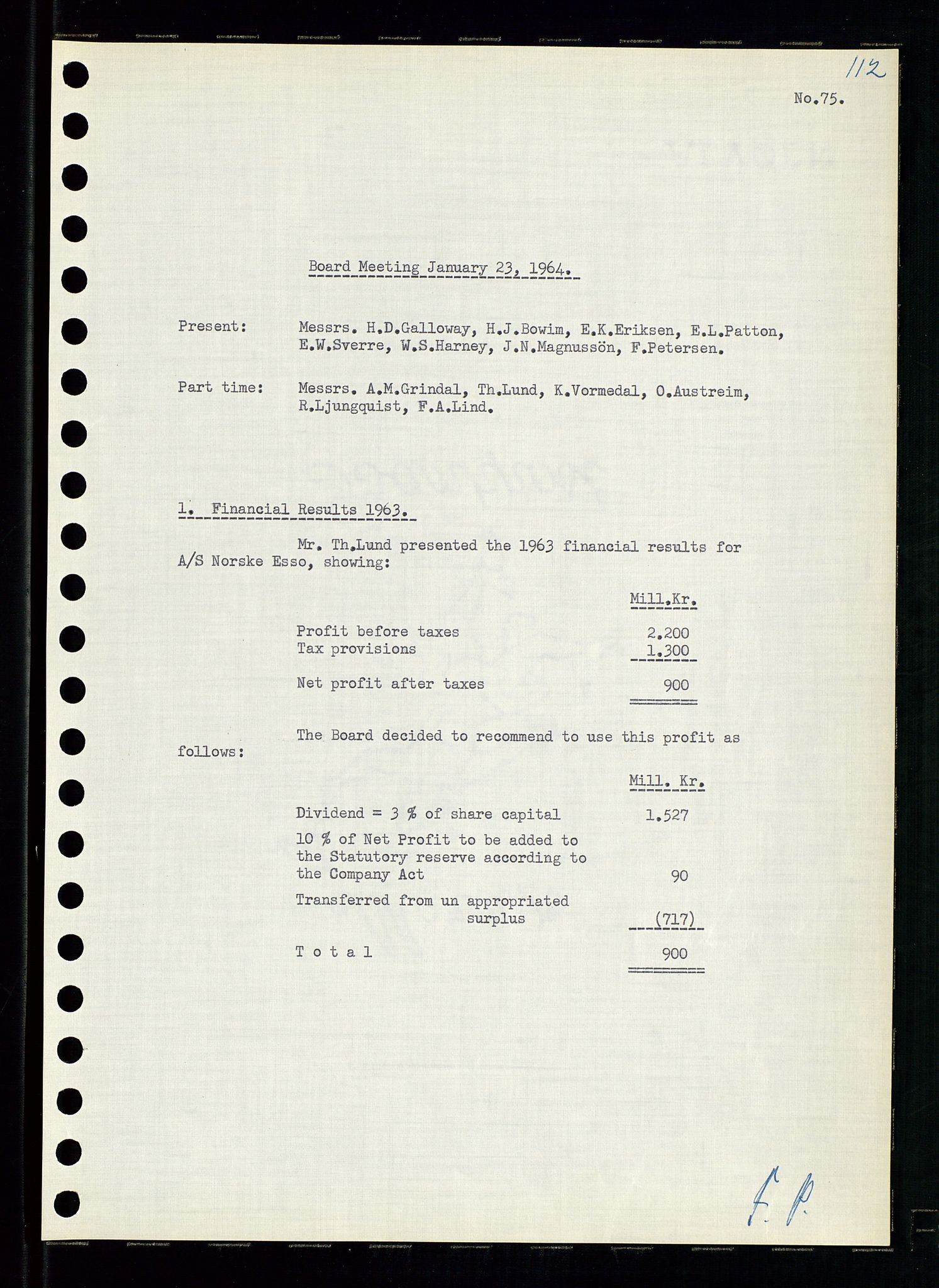 Pa 0982 - Esso Norge A/S, AV/SAST-A-100448/A/Aa/L0001/0004: Den administrerende direksjon Board minutes (styrereferater) / Den administrerende direksjon Board minutes (styrereferater), 1963-1964, p. 149