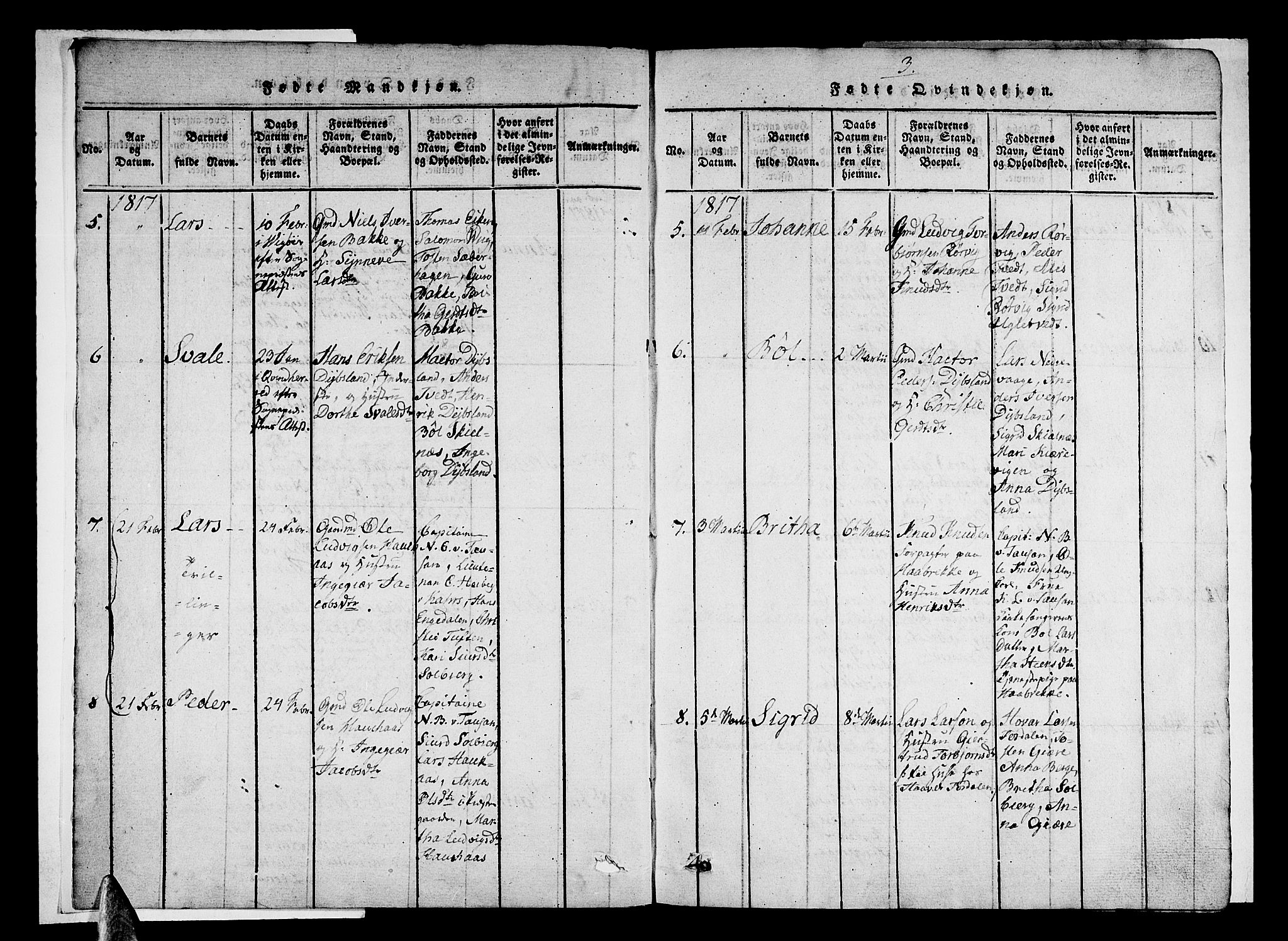 Strandebarm sokneprestembete, AV/SAB-A-78401/H/Haa: Parish register (official) no. A 5, 1816-1826, p. 3