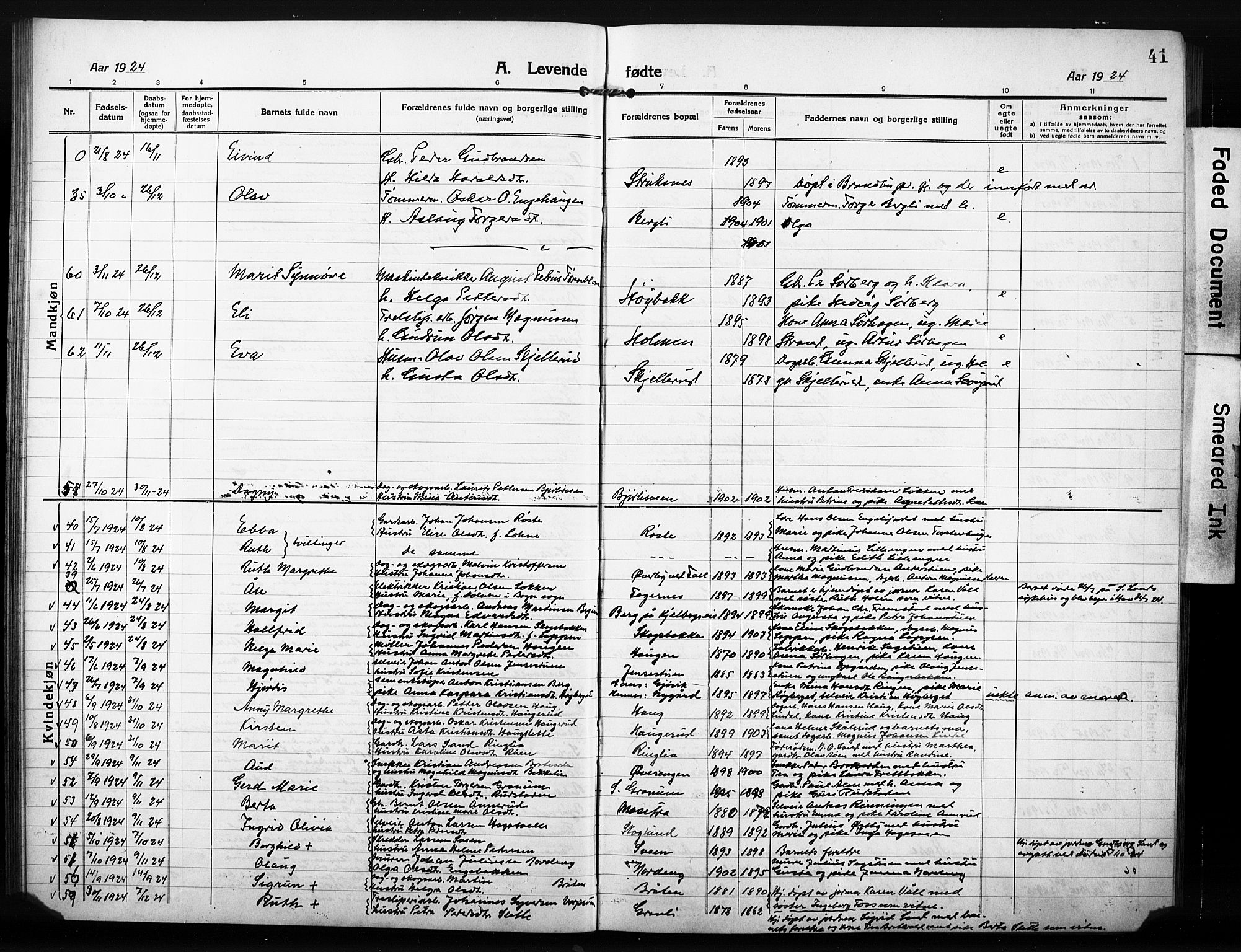 Søndre Land prestekontor, AV/SAH-PREST-122/L/L0007: Parish register (copy) no. 7, 1915-1932, p. 41