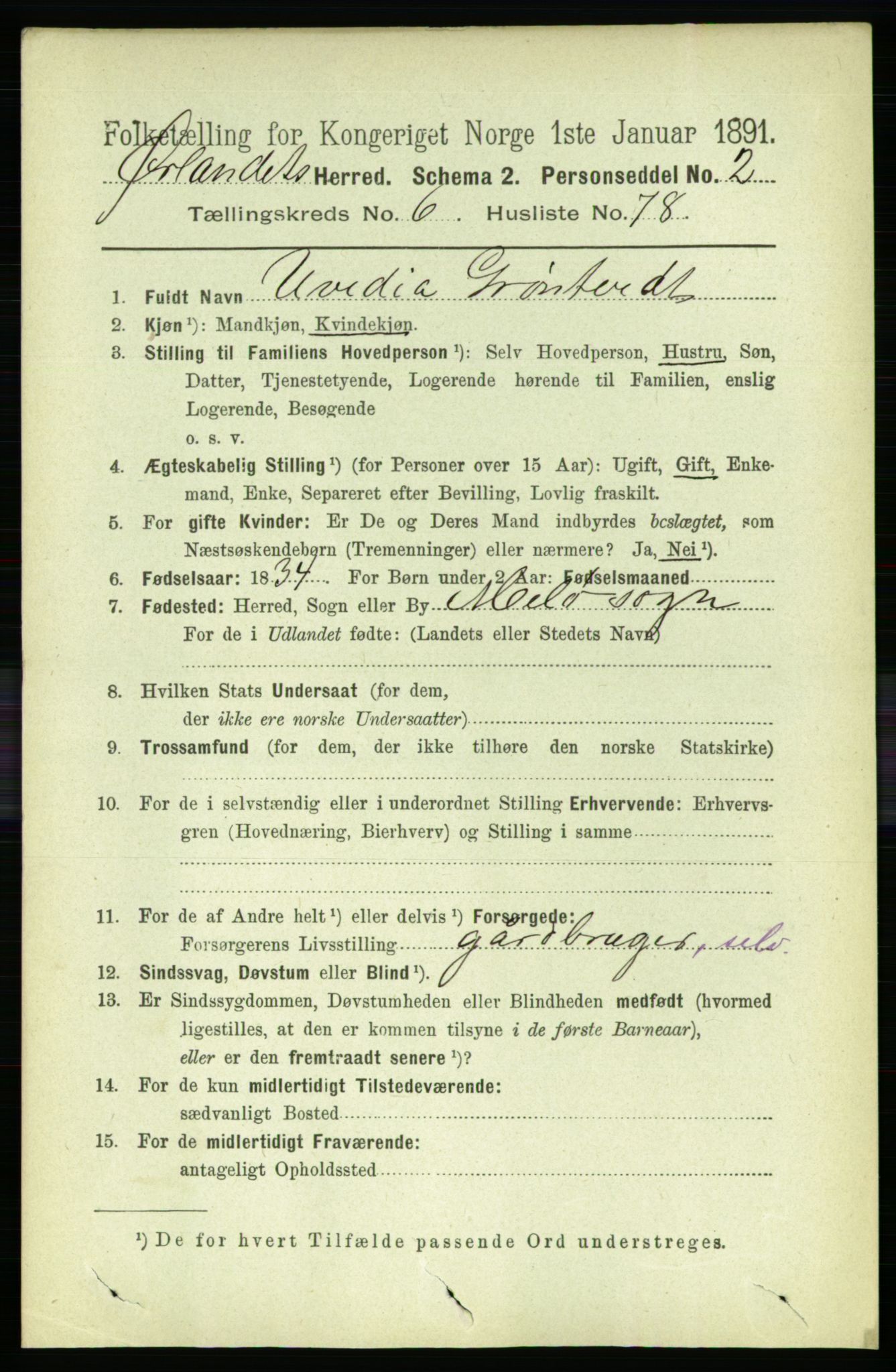 RA, 1891 census for 1621 Ørland, 1891, p. 2330