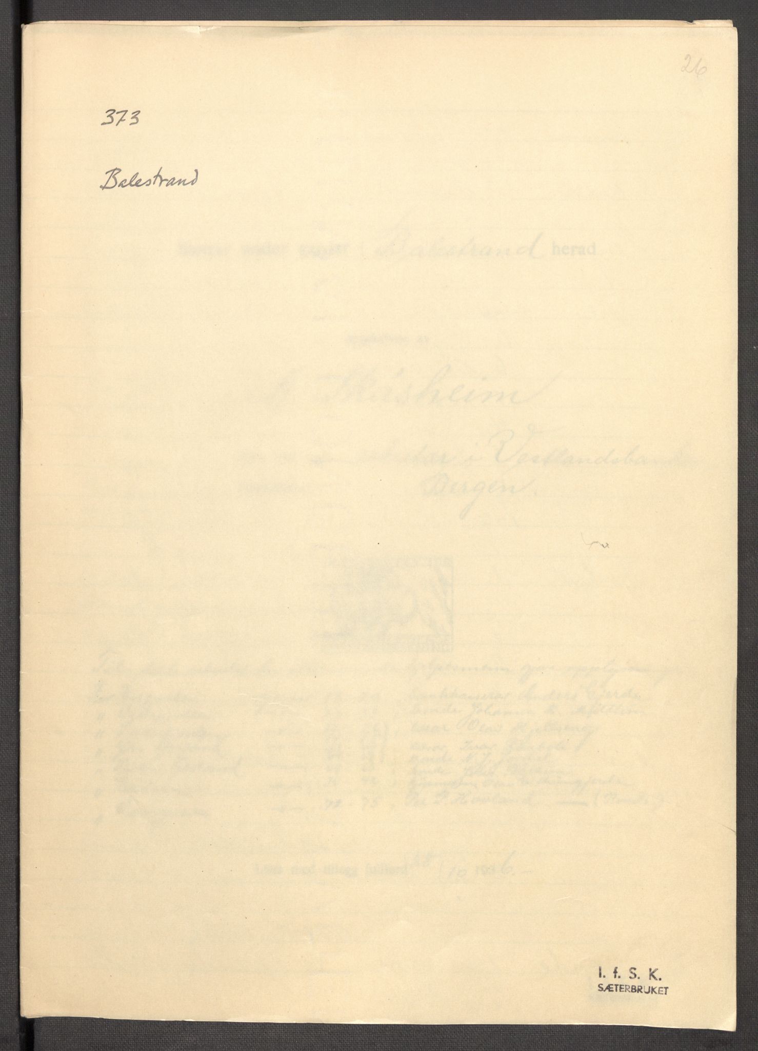 Instituttet for sammenlignende kulturforskning, AV/RA-PA-0424/F/Fc/L0011/0002: Eske B11: / Sogn og Fjordane (perm XXIX), 1934-1937, p. 26