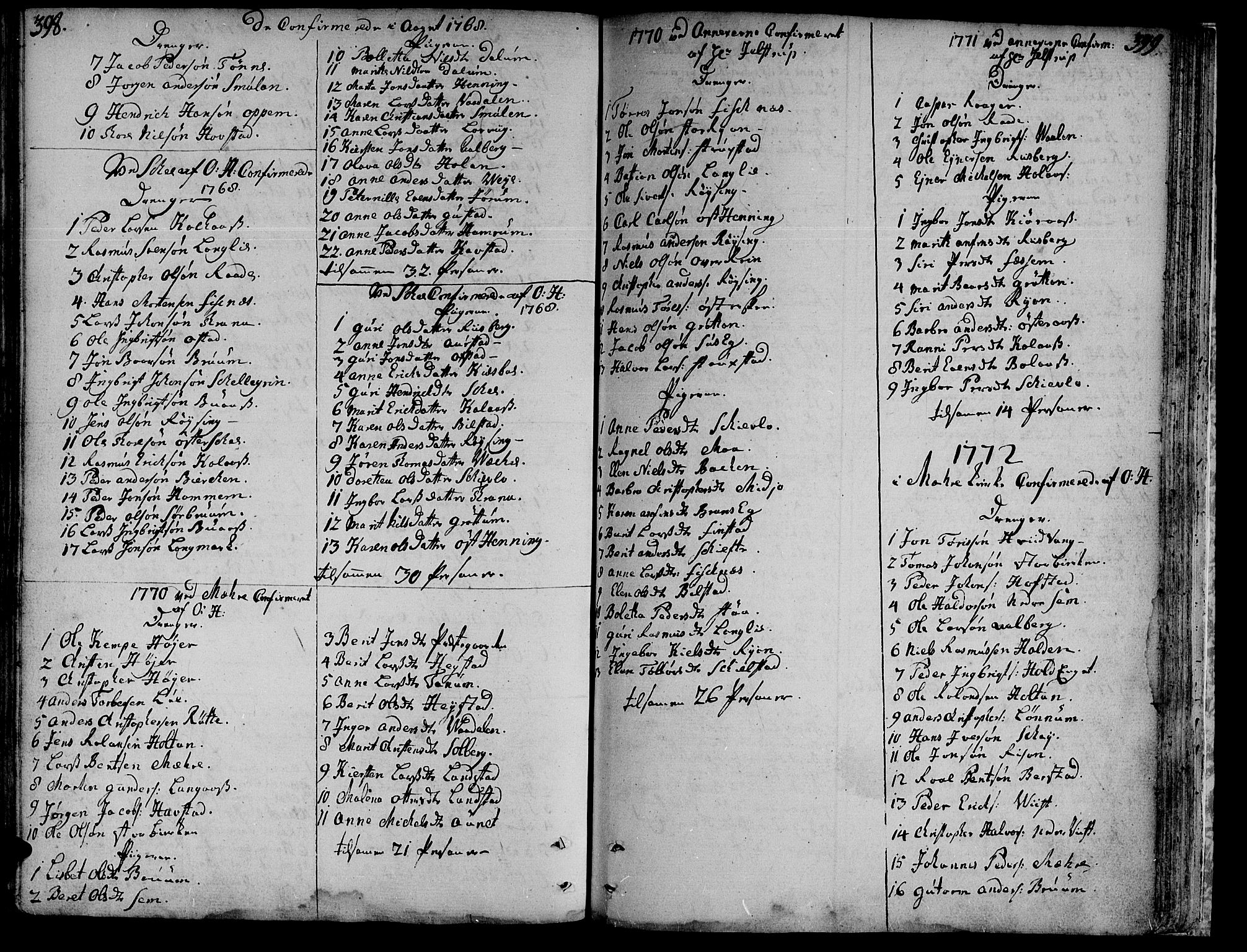 Ministerialprotokoller, klokkerbøker og fødselsregistre - Nord-Trøndelag, SAT/A-1458/735/L0331: Parish register (official) no. 735A02, 1762-1794, p. 398-399