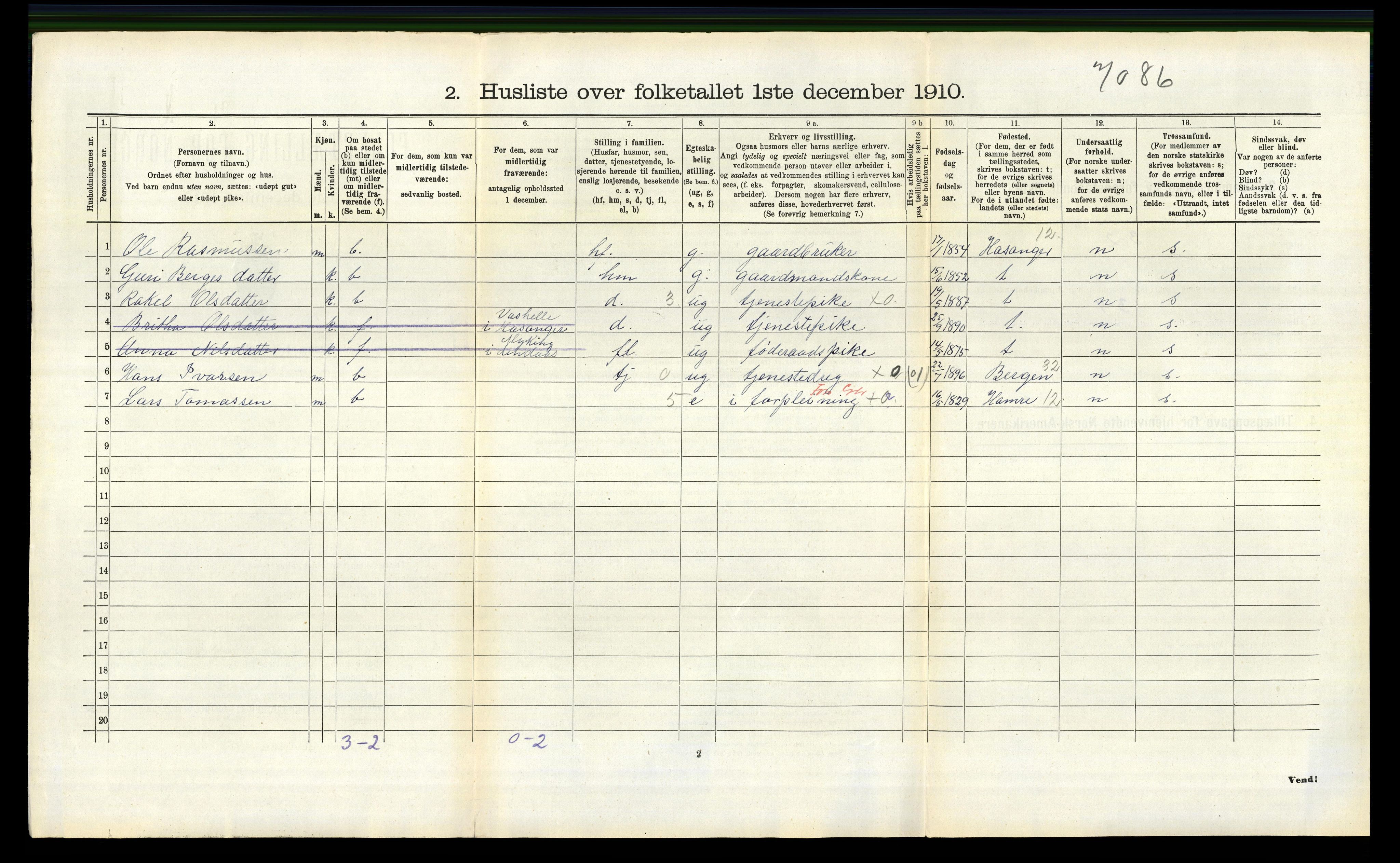 RA, 1910 census for Lindås, 1910, p. 1241