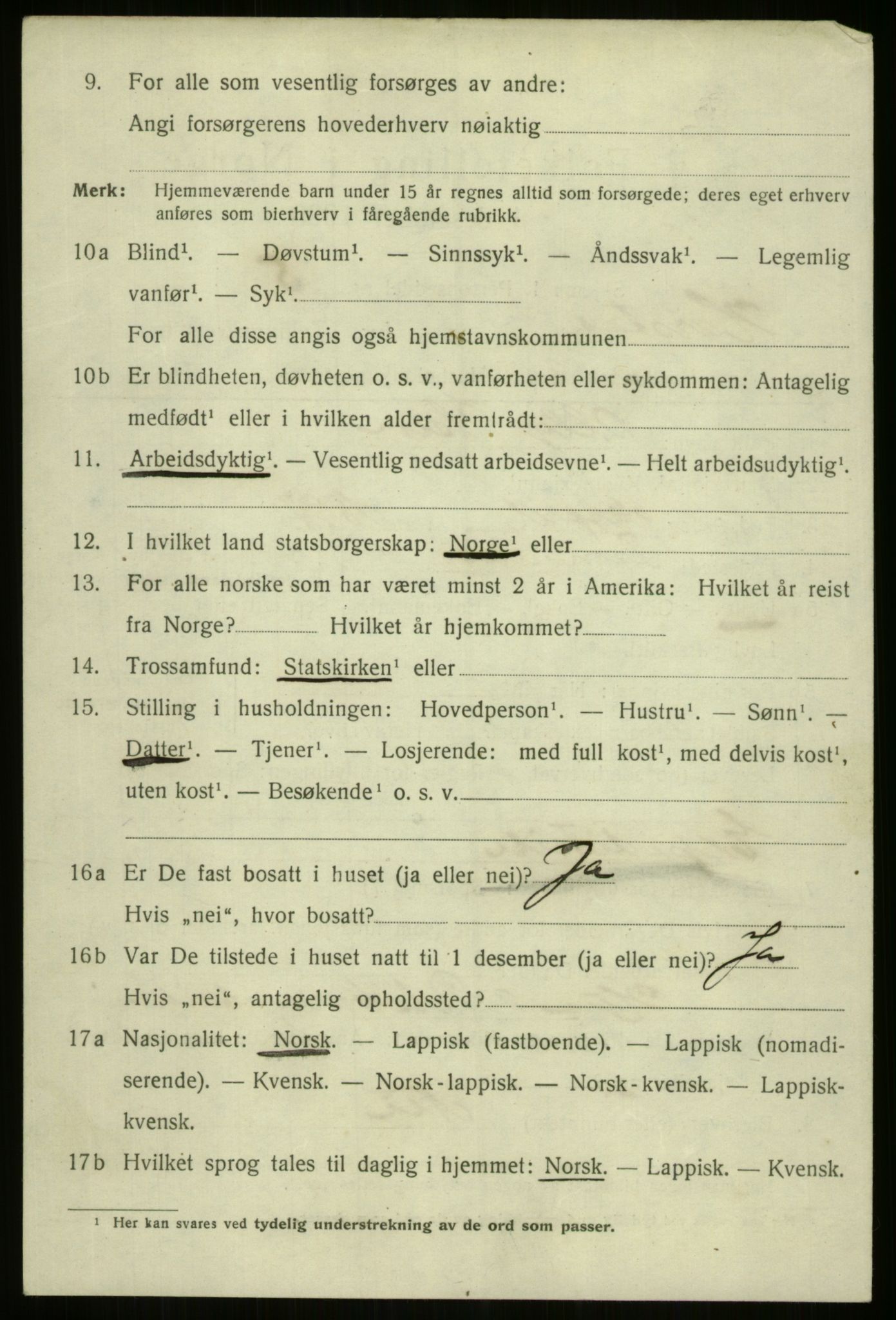 SATØ, 1920 census for Harstad, 1920, p. 4509