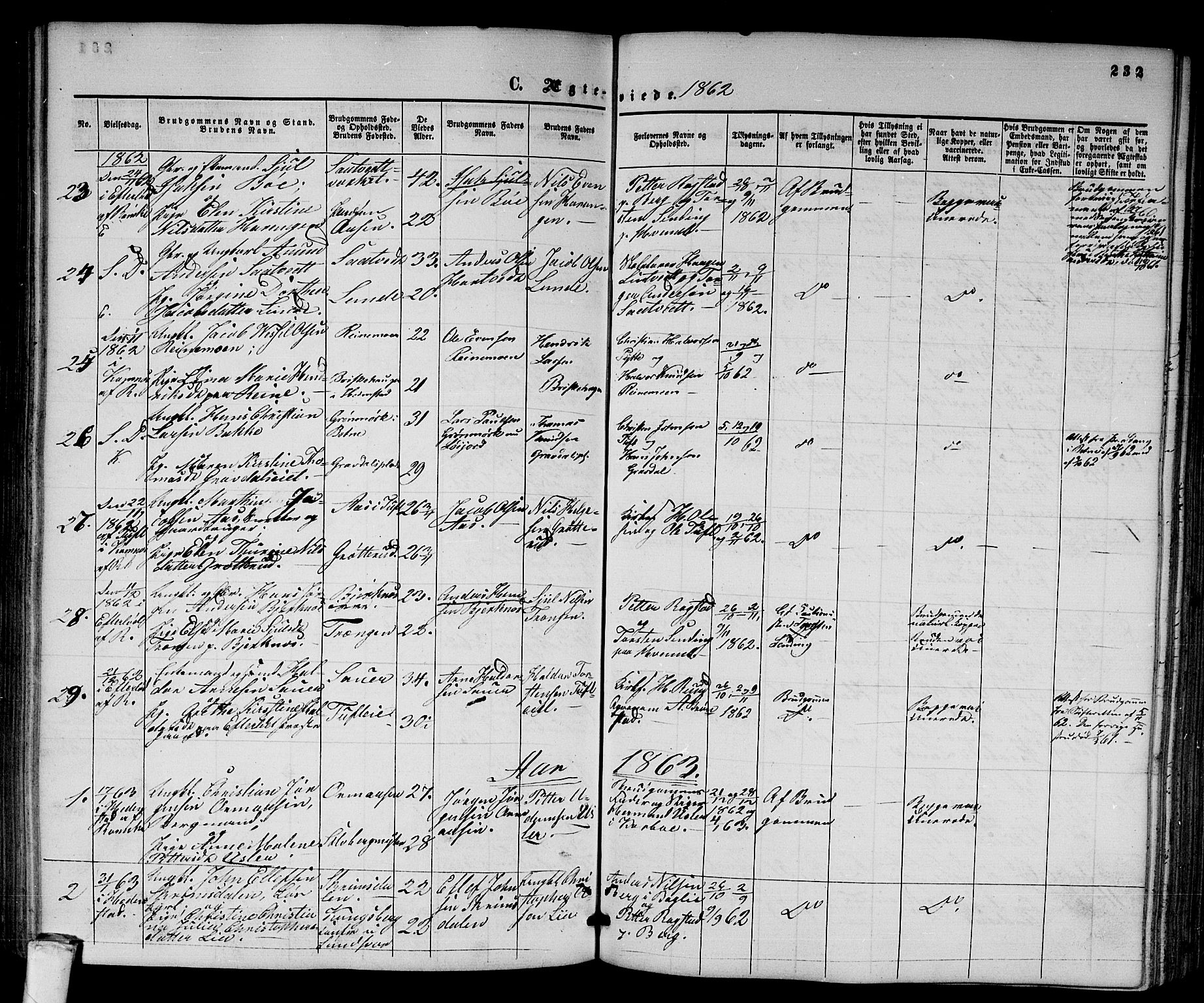 Sandsvær kirkebøker, AV/SAKO-A-244/G/Ga/L0005: Parish register (copy) no. I 5, 1857-1873, p. 232