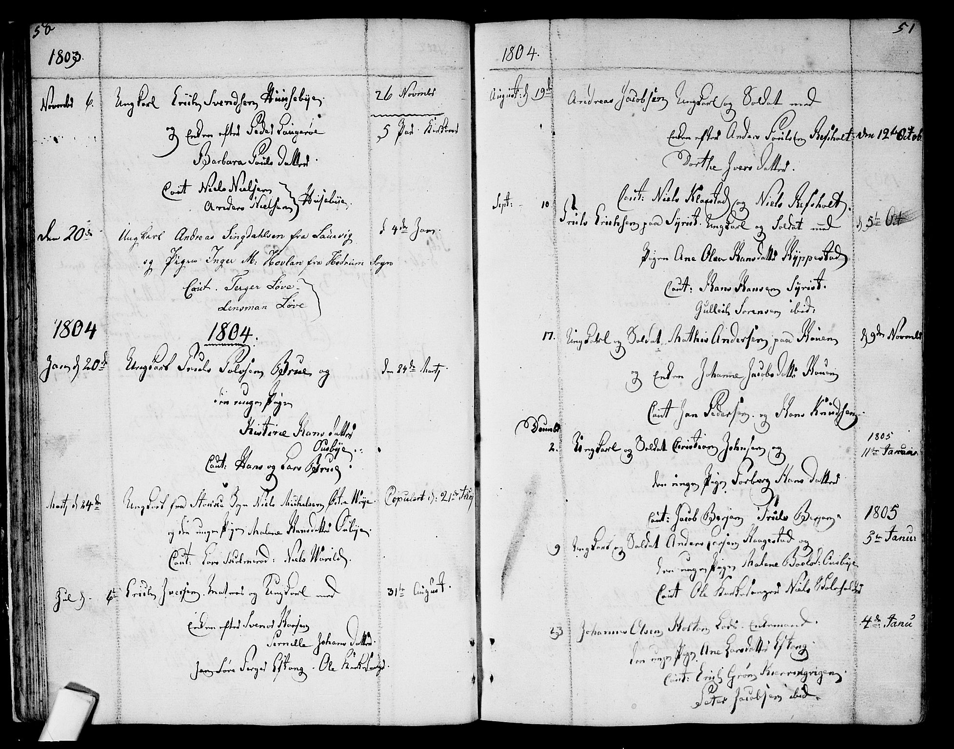 Tjølling kirkebøker, SAKO/A-60/F/Fa/L0004: Parish register (official) no. 4, 1779-1817, p. 50-51